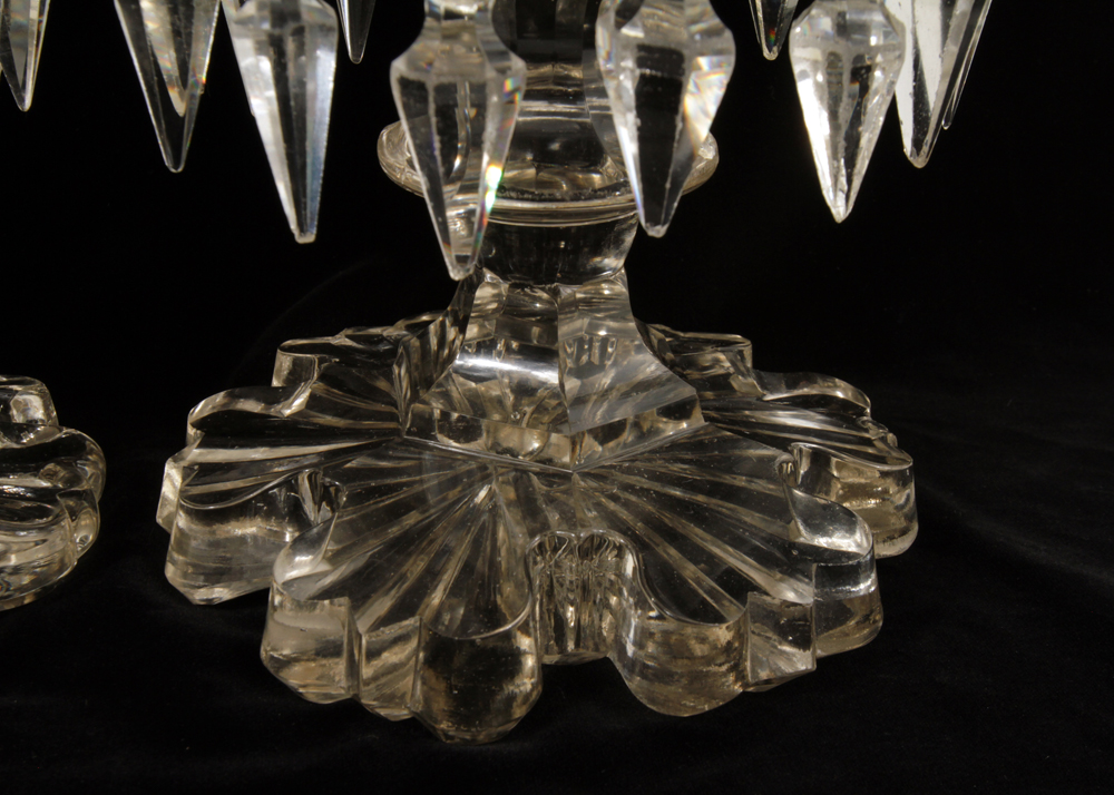 Pair of 19th Century Qajar Hand-Painted Baccarat Crystal Mantle Lusters