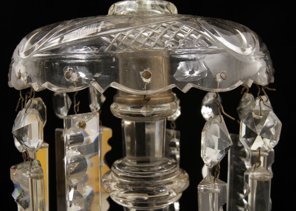 Pair of 19th Century Qajar Hand-Painted Baccarat Crystal Mantle Lusters