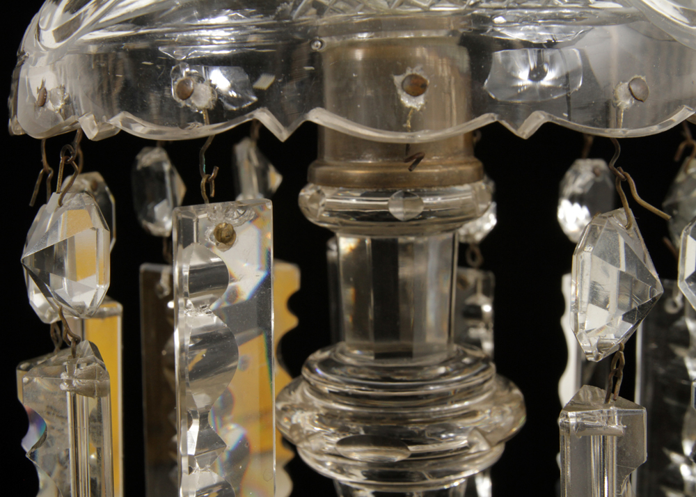 Pair of 19th Century Qajar Hand-Painted Baccarat Crystal Mantle Lusters