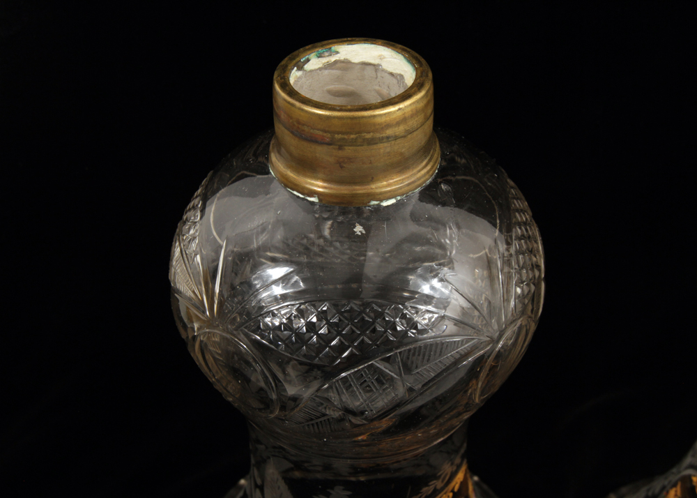 Pair of 19th Century Qajar Hand-Painted Baccarat Crystal Mantle Lusters