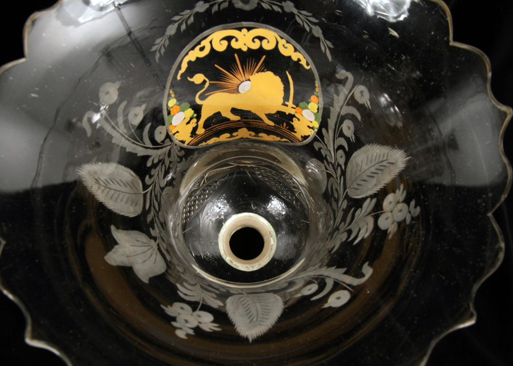 Pair of 19th Century Qajar Hand-Painted Baccarat Crystal Mantle Lusters