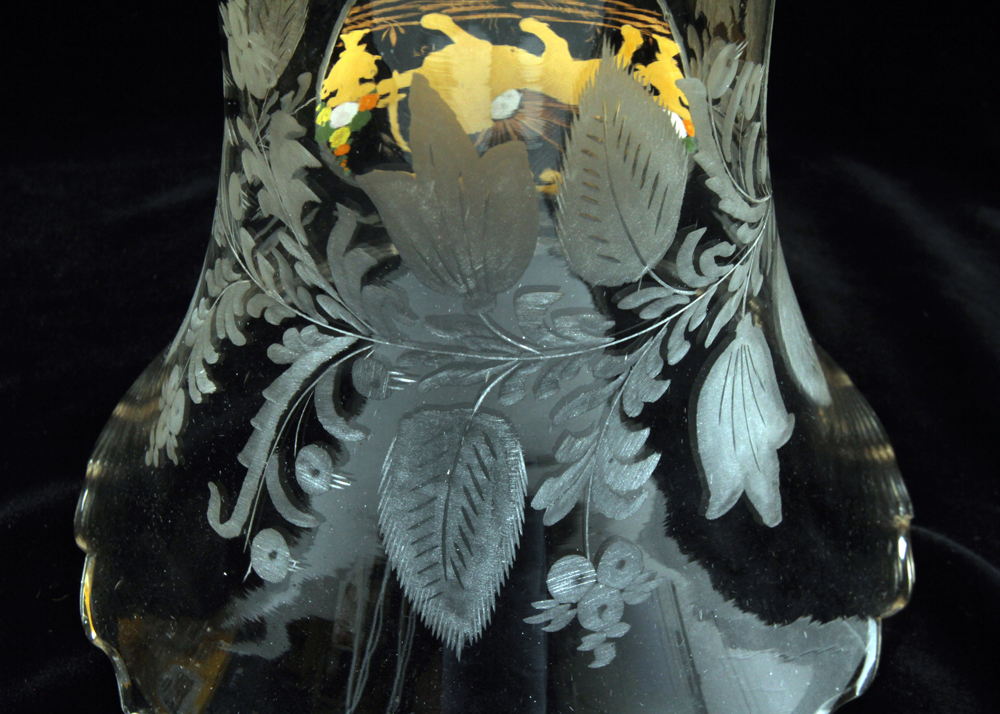 Pair of 19th Century Qajar Hand-Painted Baccarat Crystal Mantle Lusters