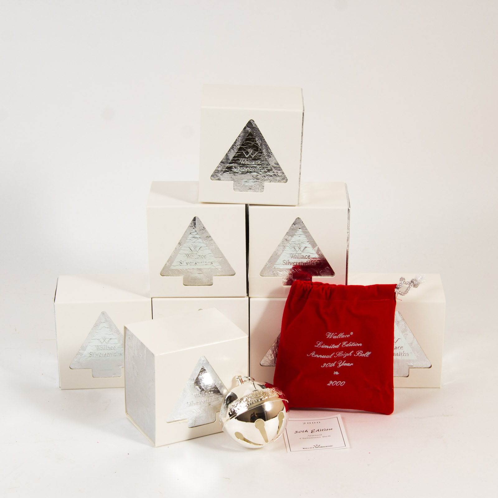 Eight Wallace Silversmiths Annual Christmas Sleigh Bells