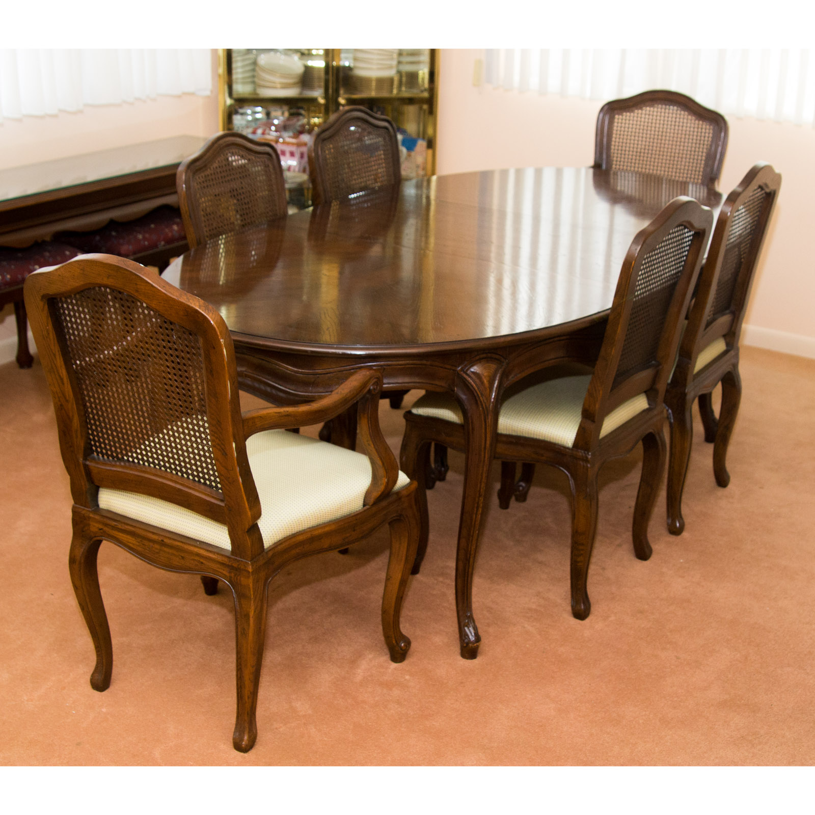 Cherry Queen Anne Style Dining Table and Chairs