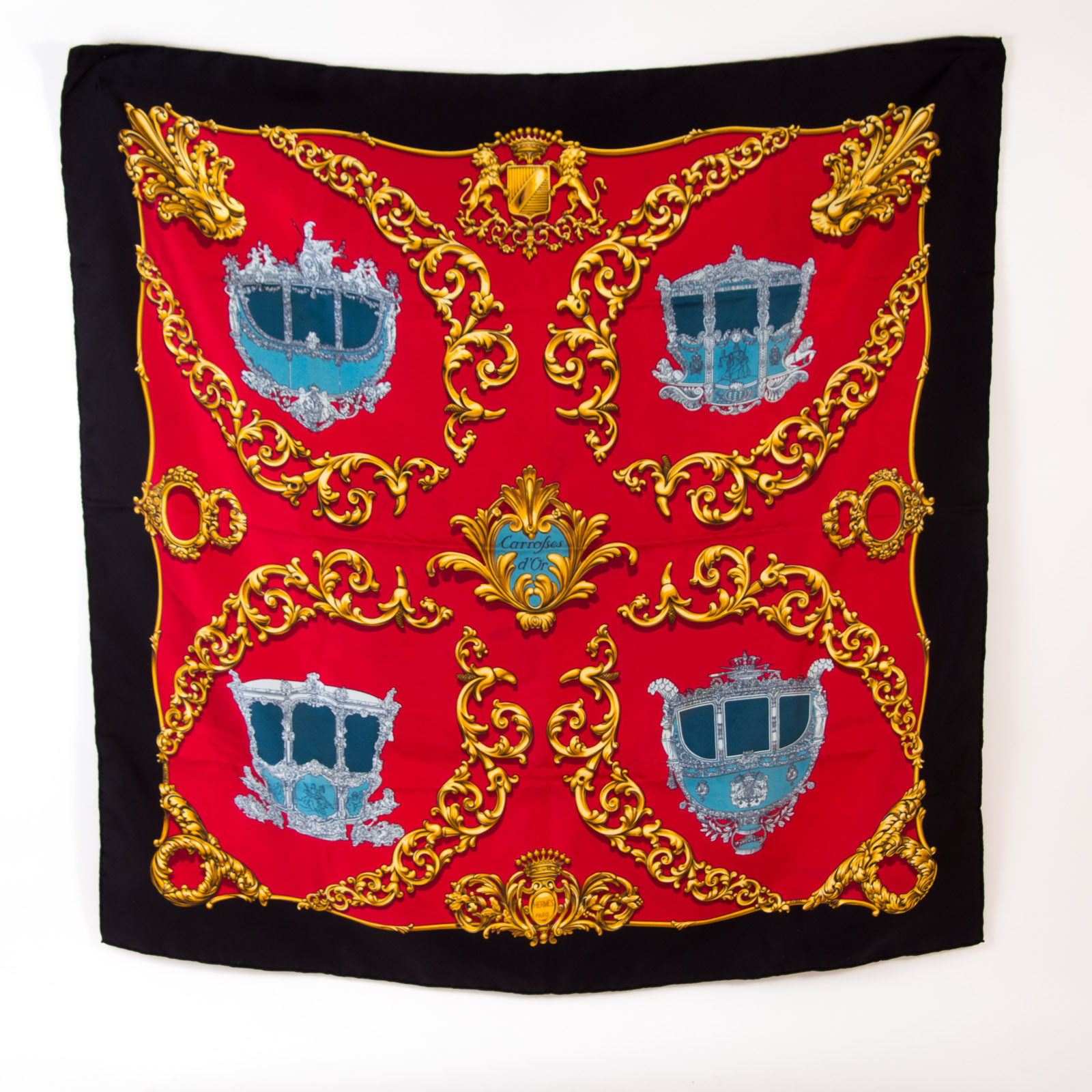 Vintage Hermès of Paris "Carrolses d'Or" Silk Scarf