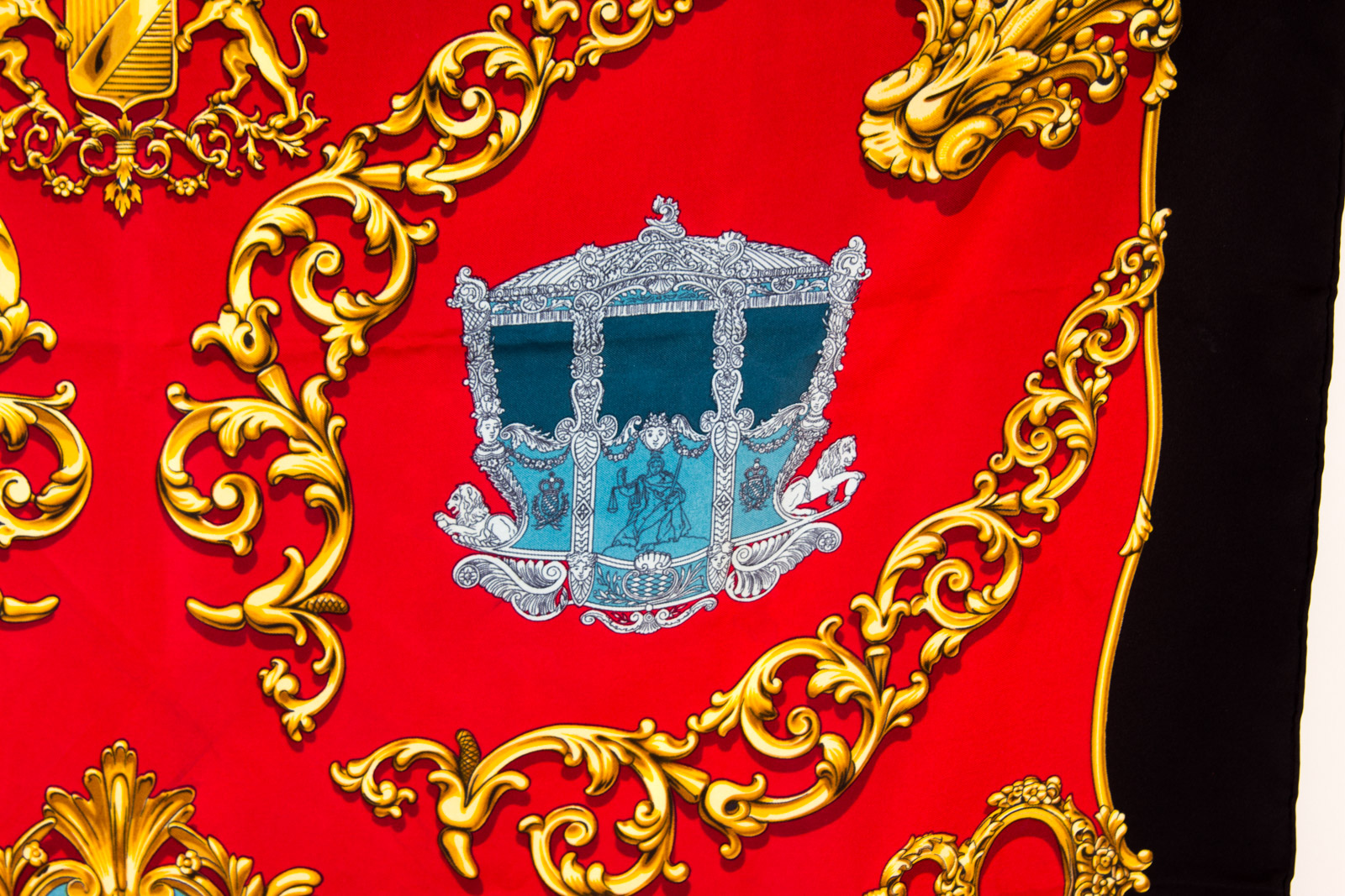 Vintage Hermès of Paris "Carrolses d'Or" Silk Scarf