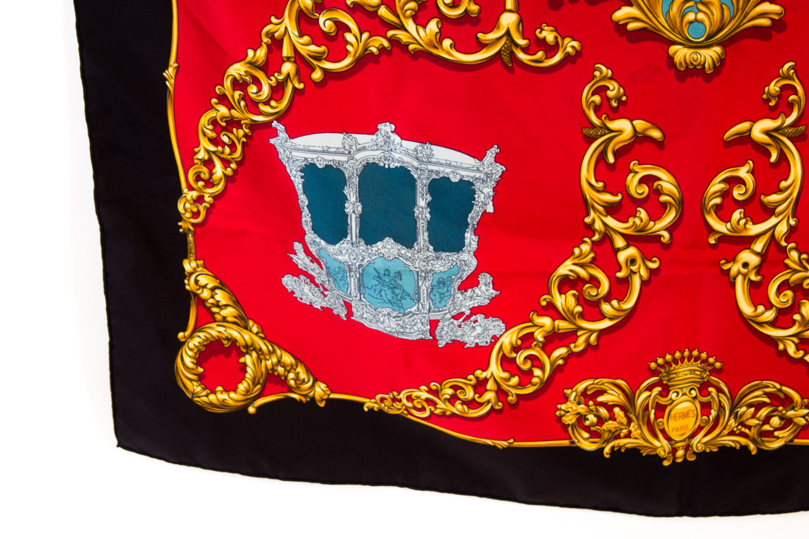 Vintage Hermès of Paris "Carrolses d'Or" Silk Scarf