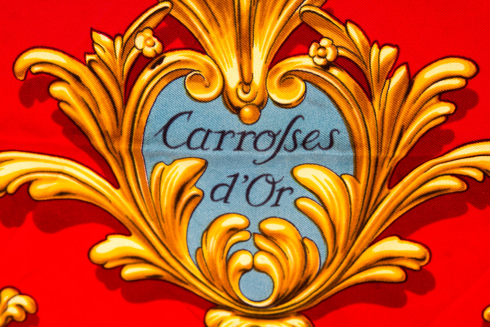 Vintage Hermès of Paris "Carrolses d'Or" Silk Scarf