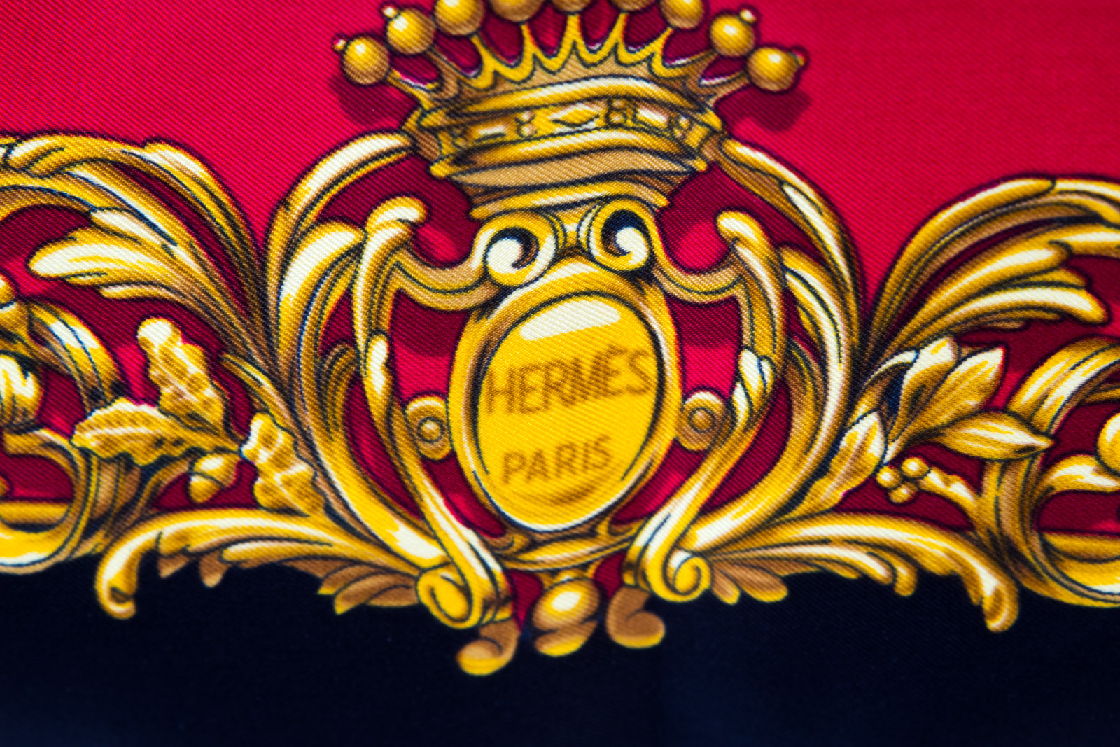 Vintage Hermès of Paris "Carrolses d'Or" Silk Scarf