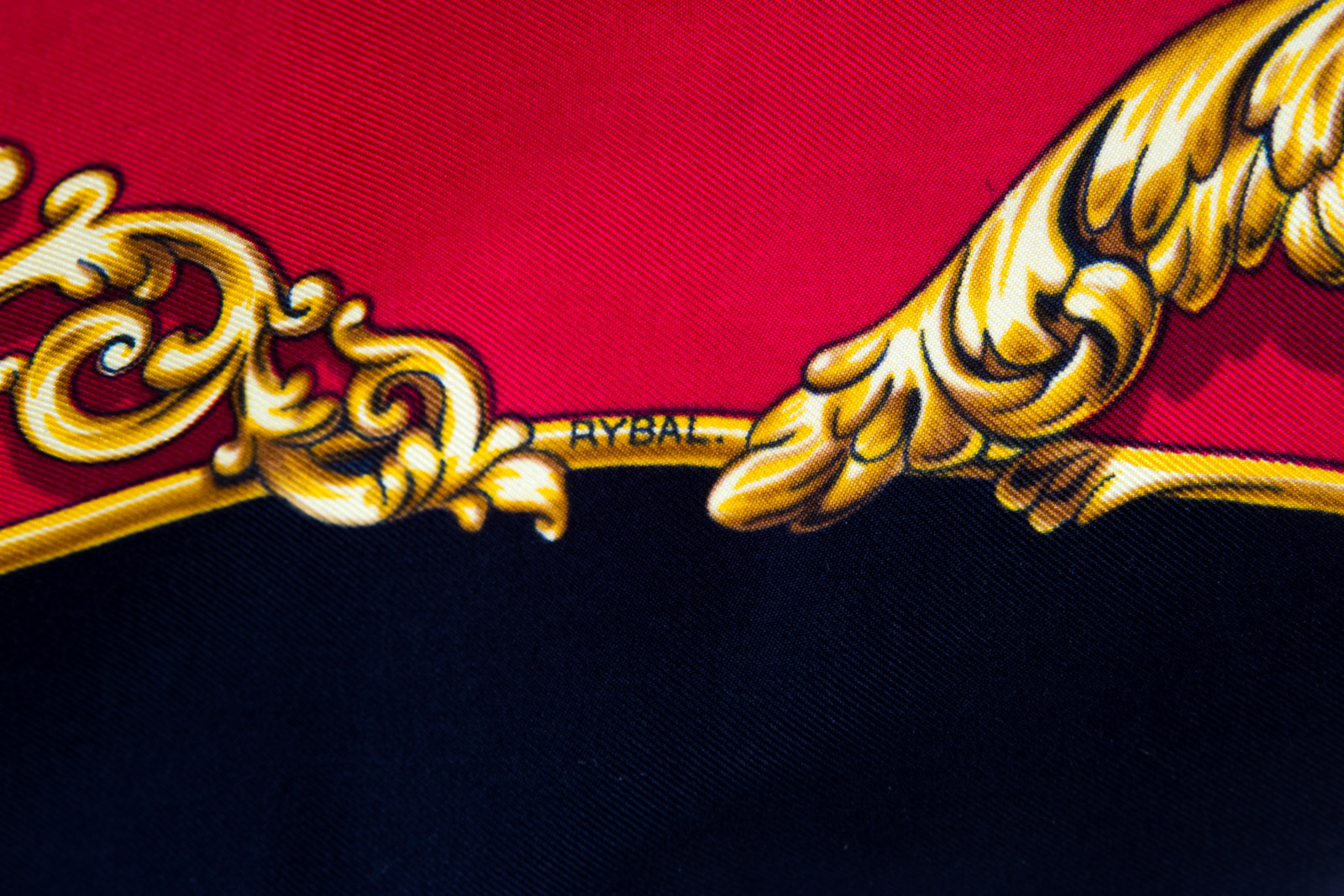 Vintage Hermès of Paris "Carrolses d'Or" Silk Scarf