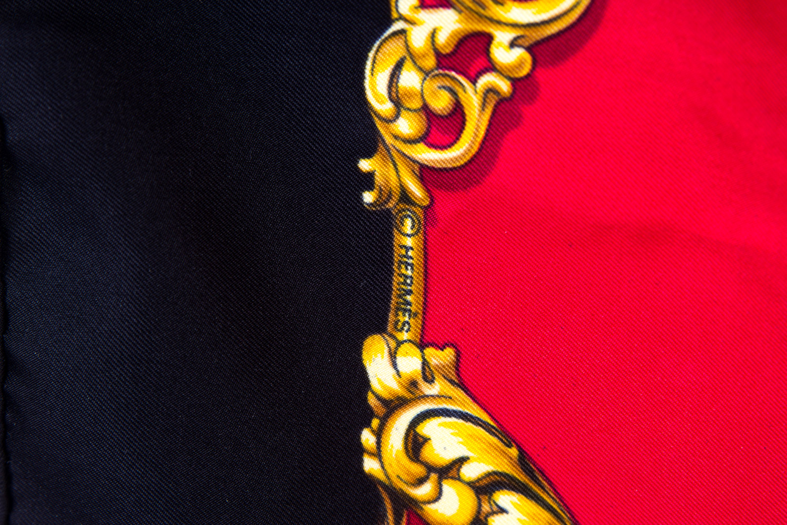 Vintage Hermès of Paris "Carrolses d'Or" Silk Scarf