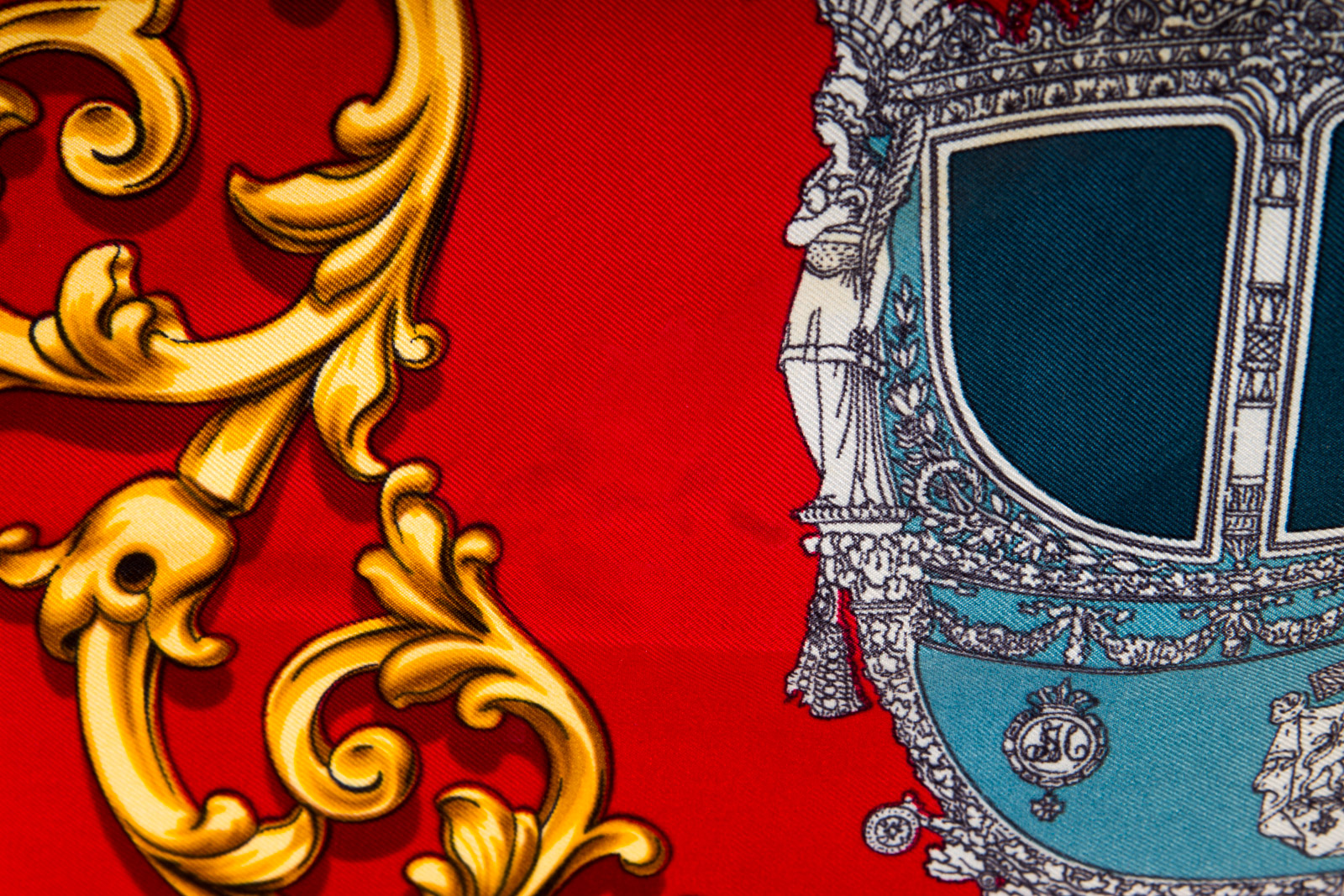 Vintage Hermès of Paris "Carrolses d'Or" Silk Scarf