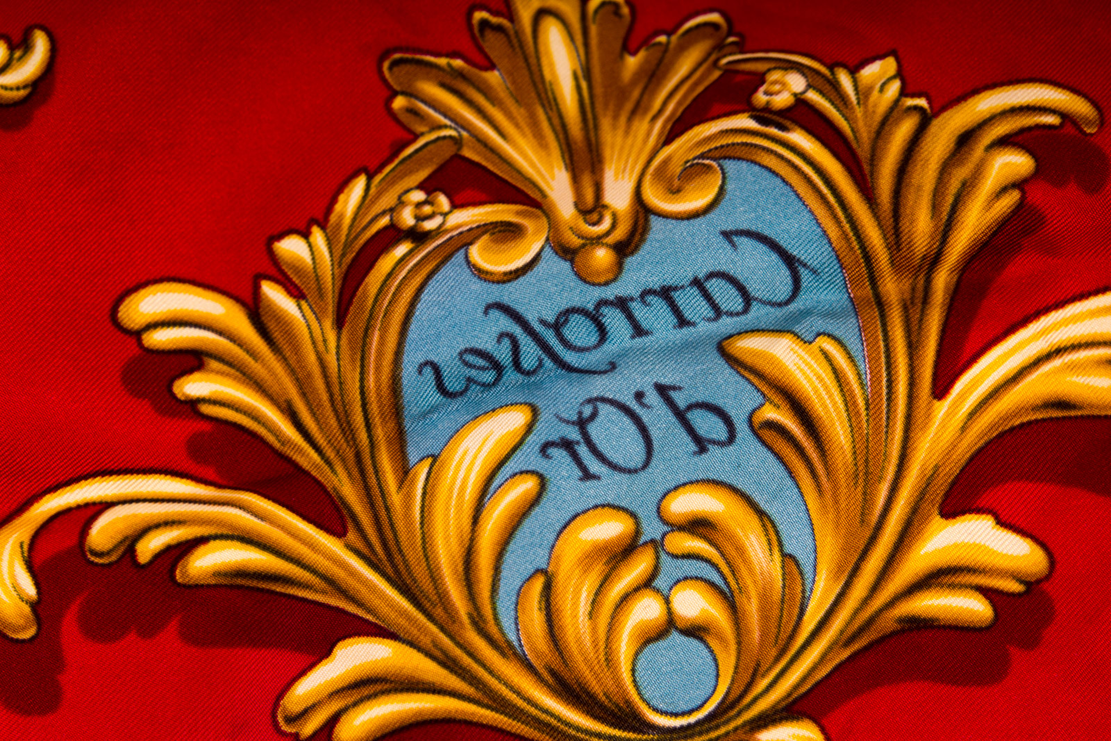 Vintage Hermès of Paris "Carrolses d'Or" Silk Scarf