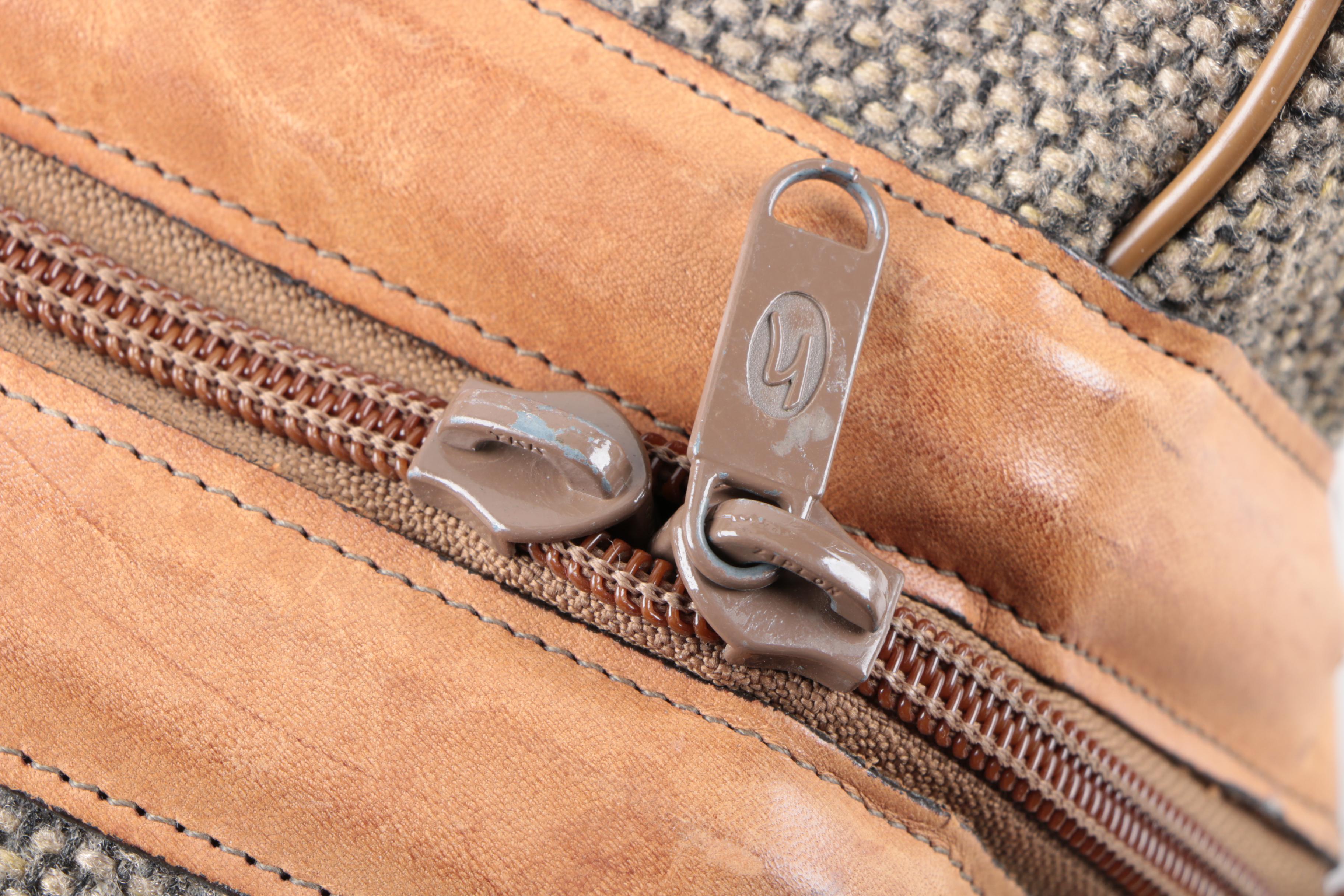 Vintage Hartmann Luggage Tweed and Leather Carry-On Duffel