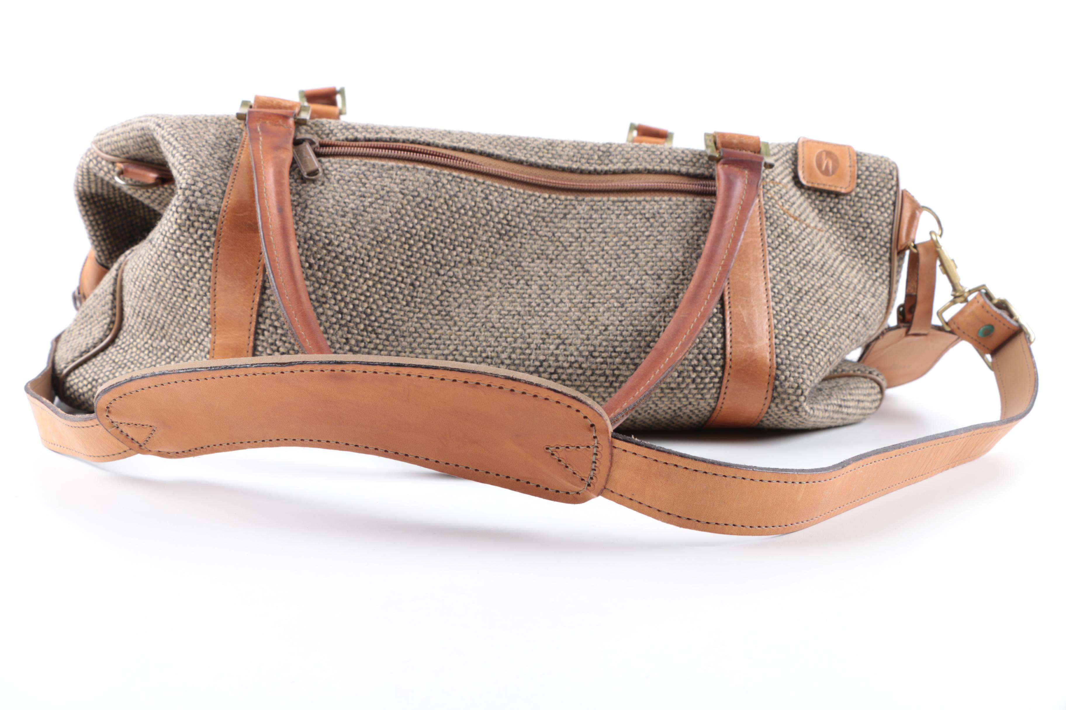 Vintage Hartmann Luggage Tweed and Leather Carry-On Duffel