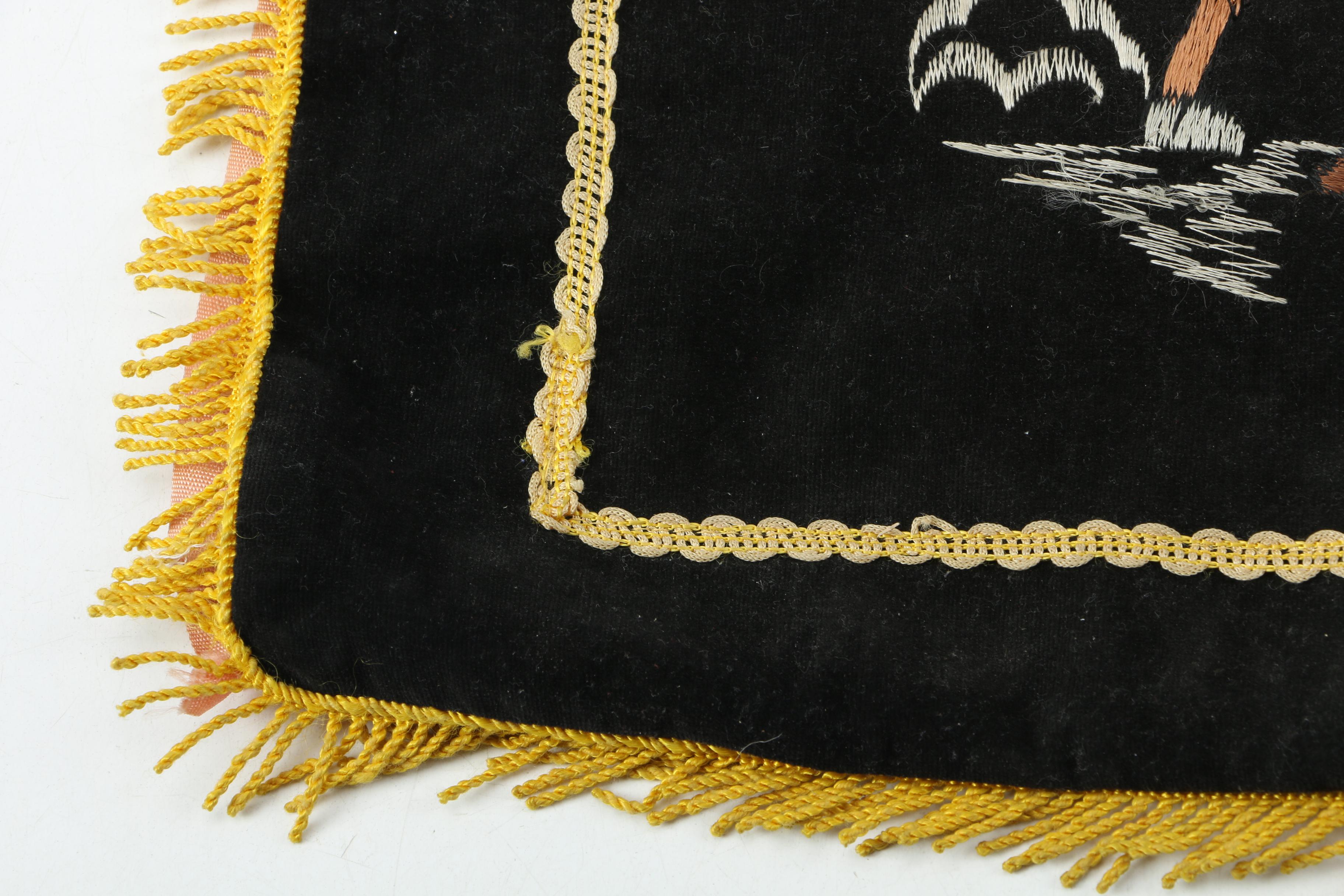 Vintage Embroidered Mexican Bullfighting Pillow Cover and Cantina Dish