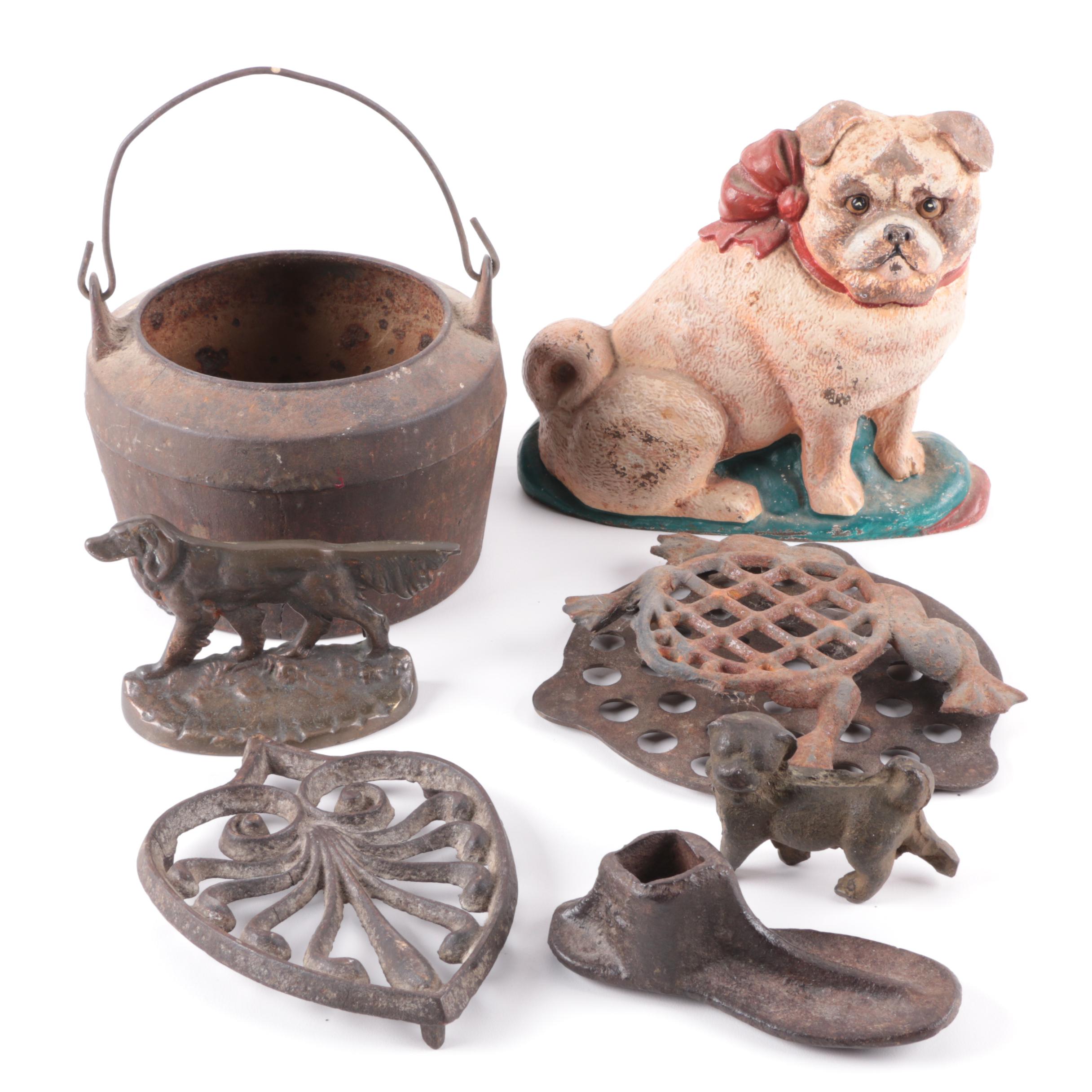 19th Century Marietta Foundry Glue Pot with Vintage Cast Iron