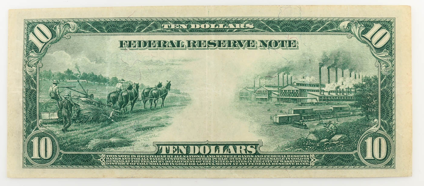 Series of 1914 Blue Seal Ten Dollar Federal Reserve Note