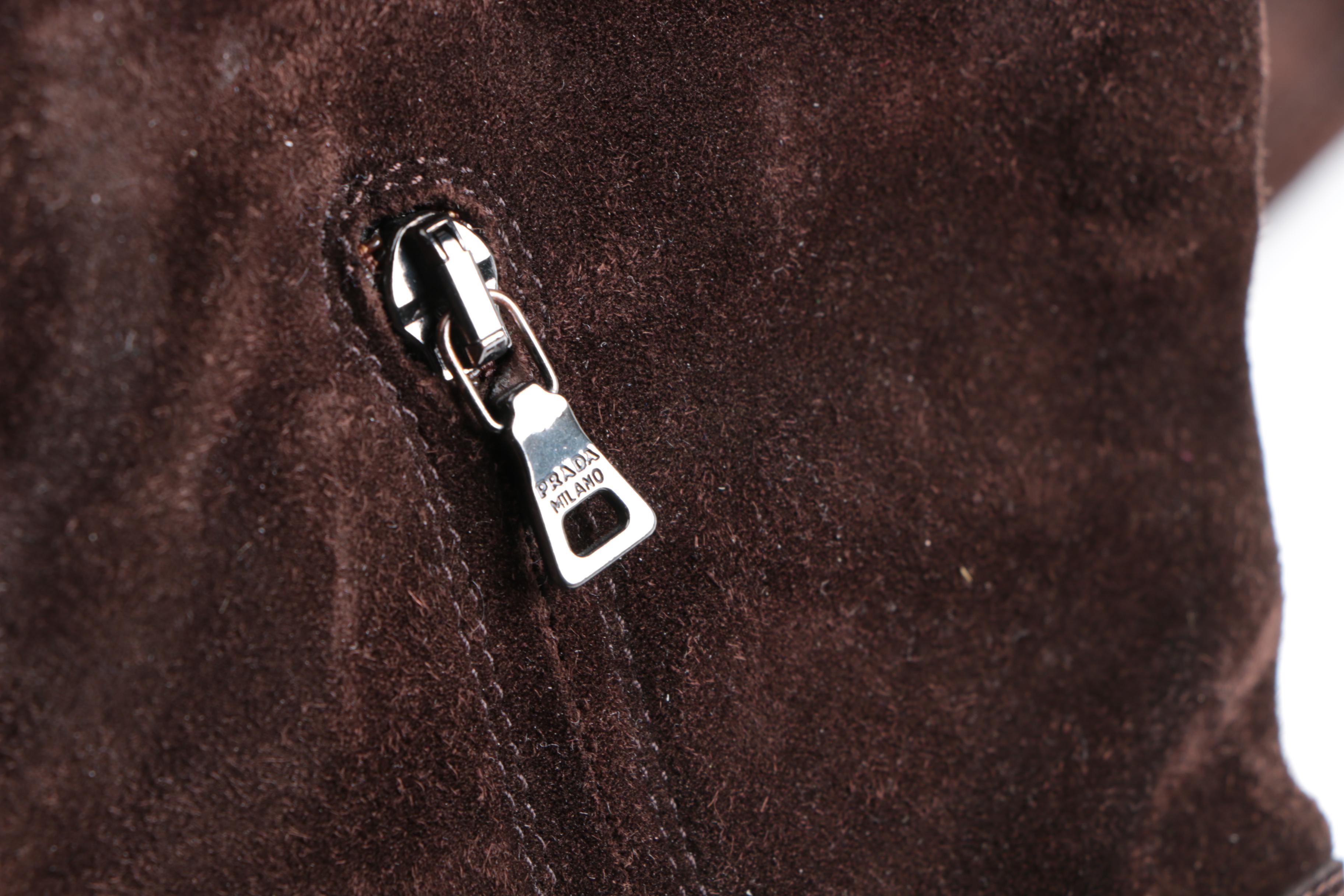 Prada Brown Suede High Heel Boots