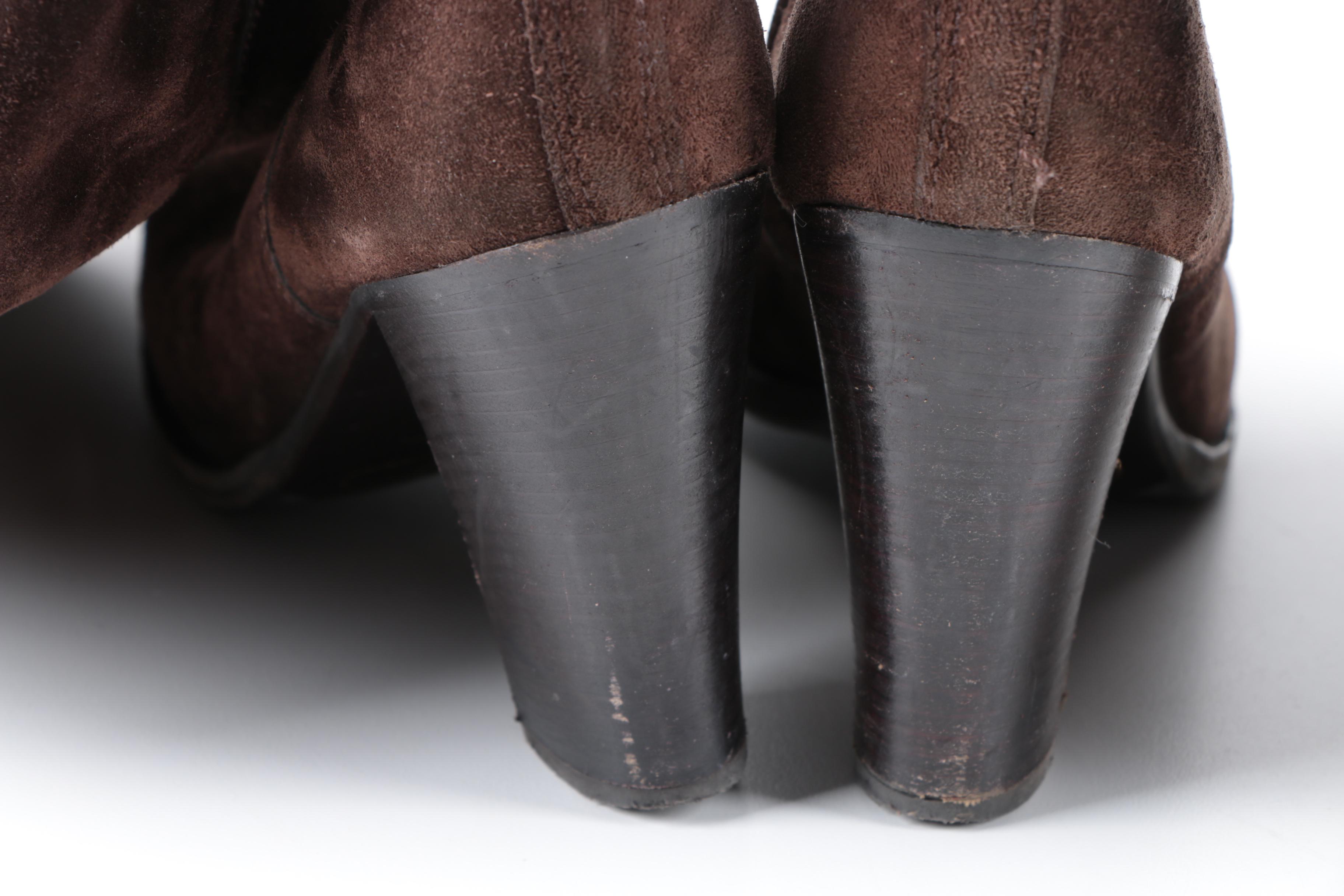 Prada Brown Suede High Heel Boots