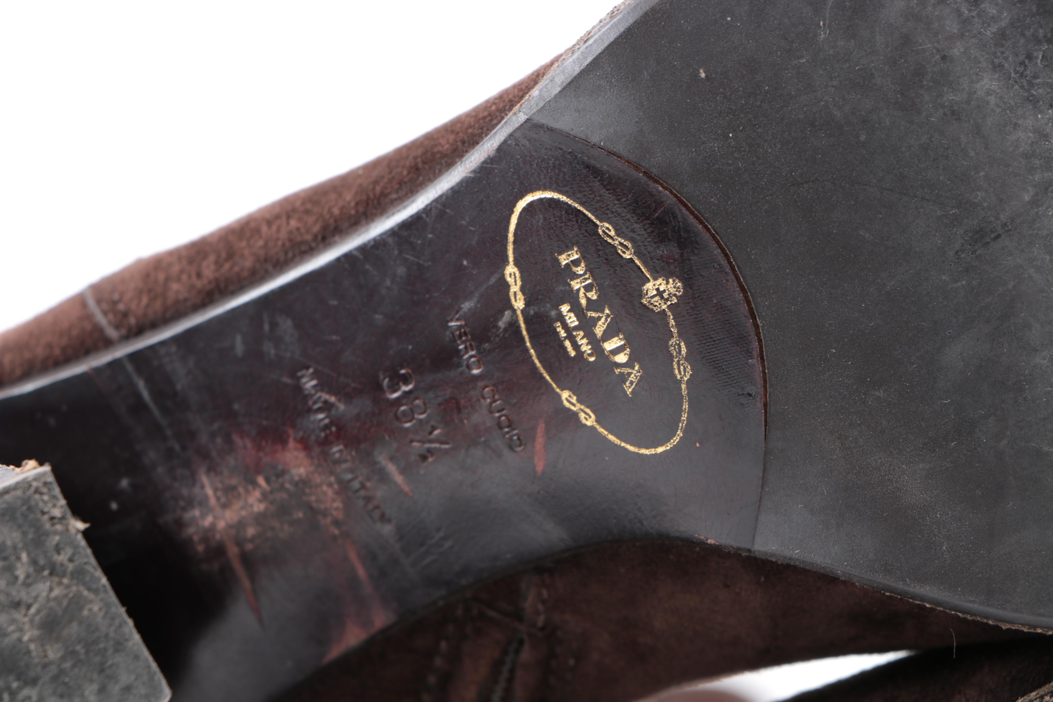 Prada Brown Suede High Heel Boots