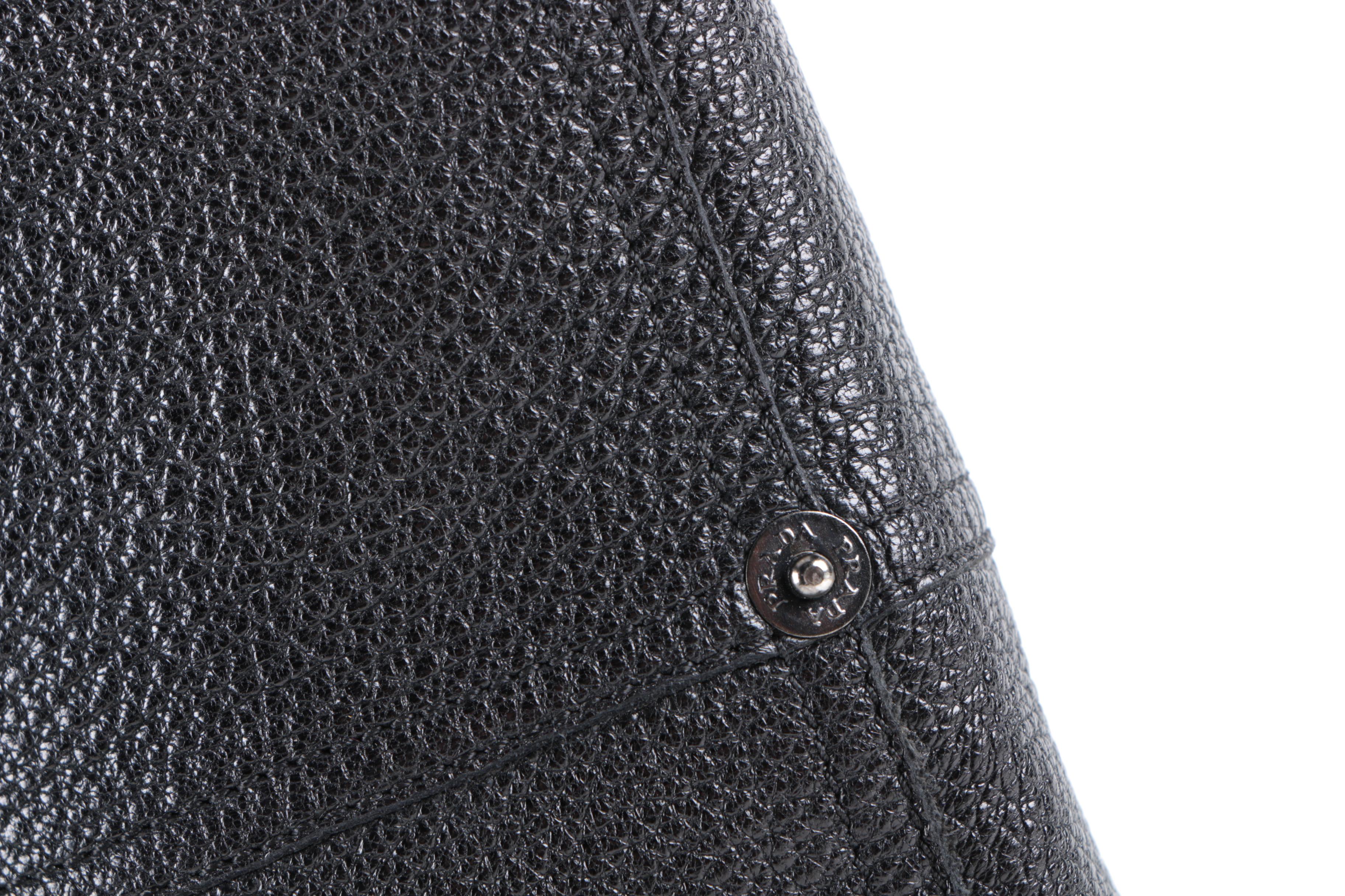 Prada Black Pebbled Leather Knee-High Boots