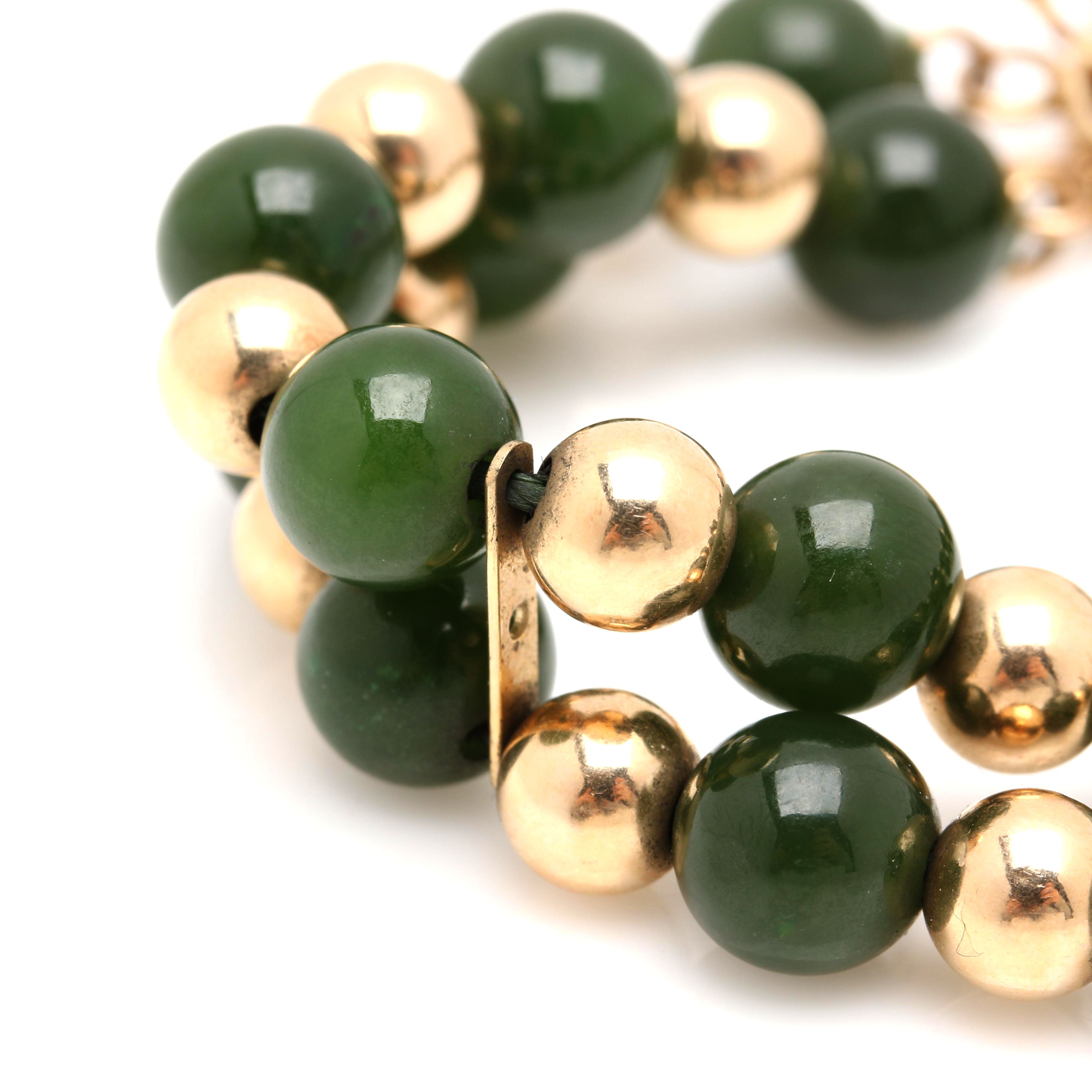 14K Yellow Gold Nephrite Bracelet