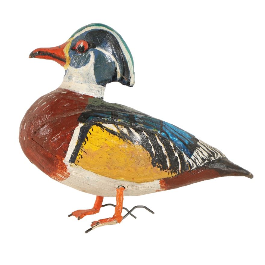 Hand-Painted Wooden Duck