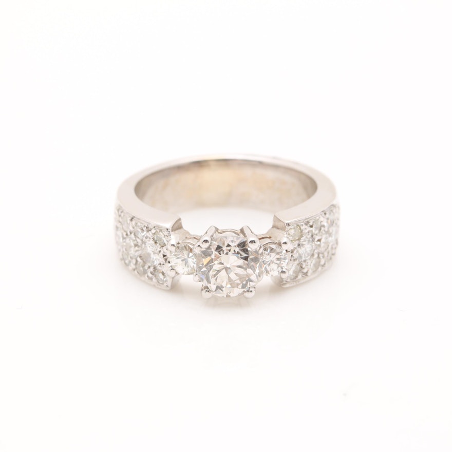 14K White Gold 1.36 CTW Diamond Ring