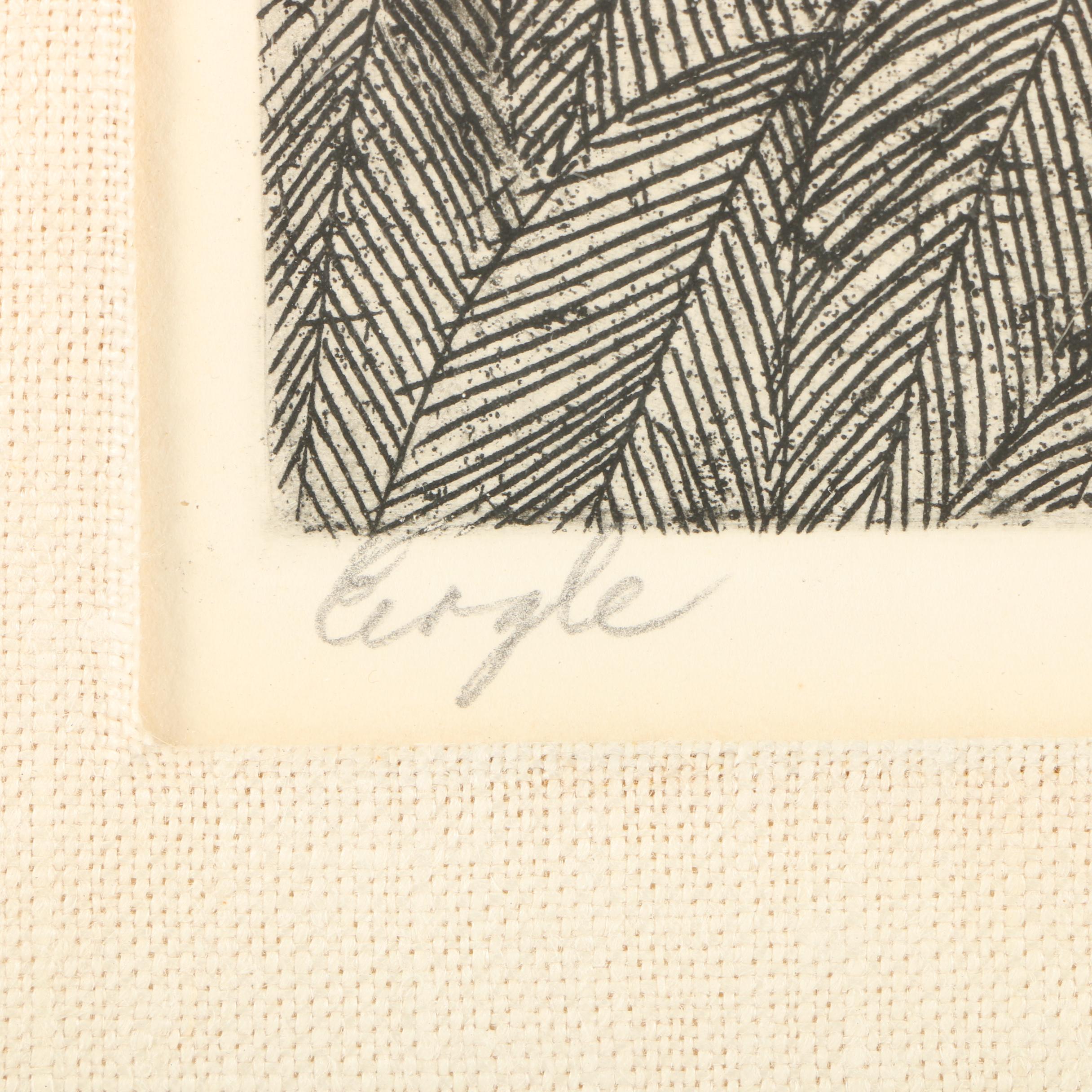 Beth Van Hoesen Etching with Aquatint "Eagle"