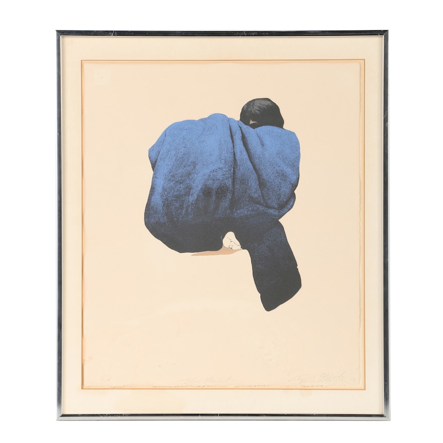 Paula Martin Lithograph "Blue Blanket"