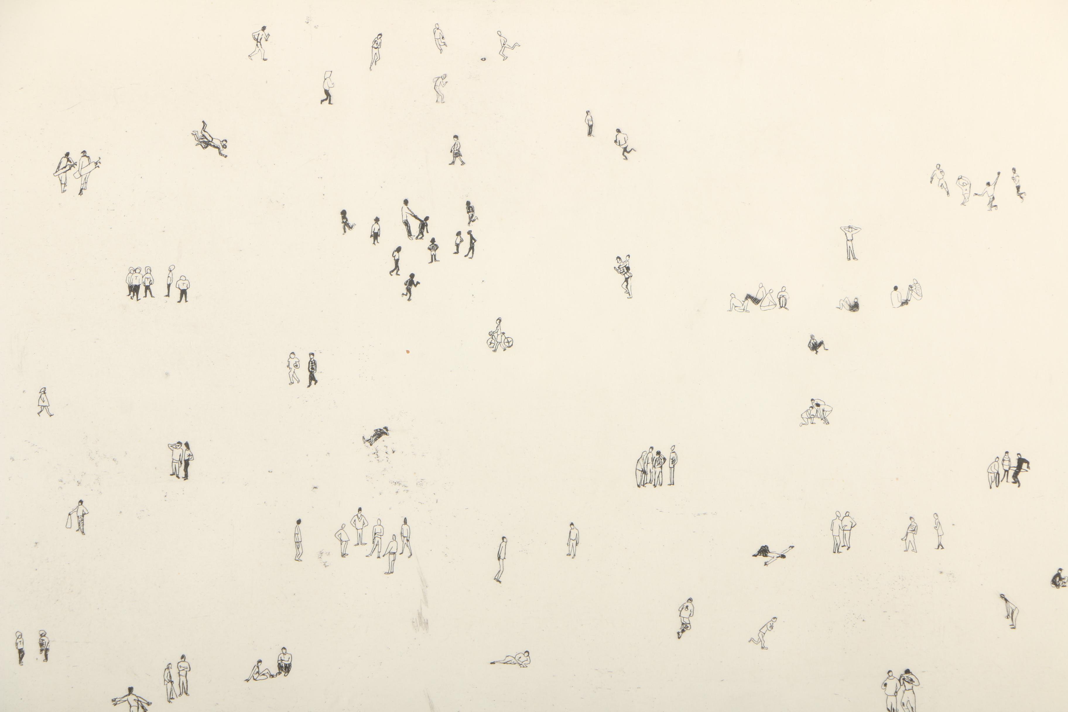 Beth Van Hoesen Etching "Field Games"