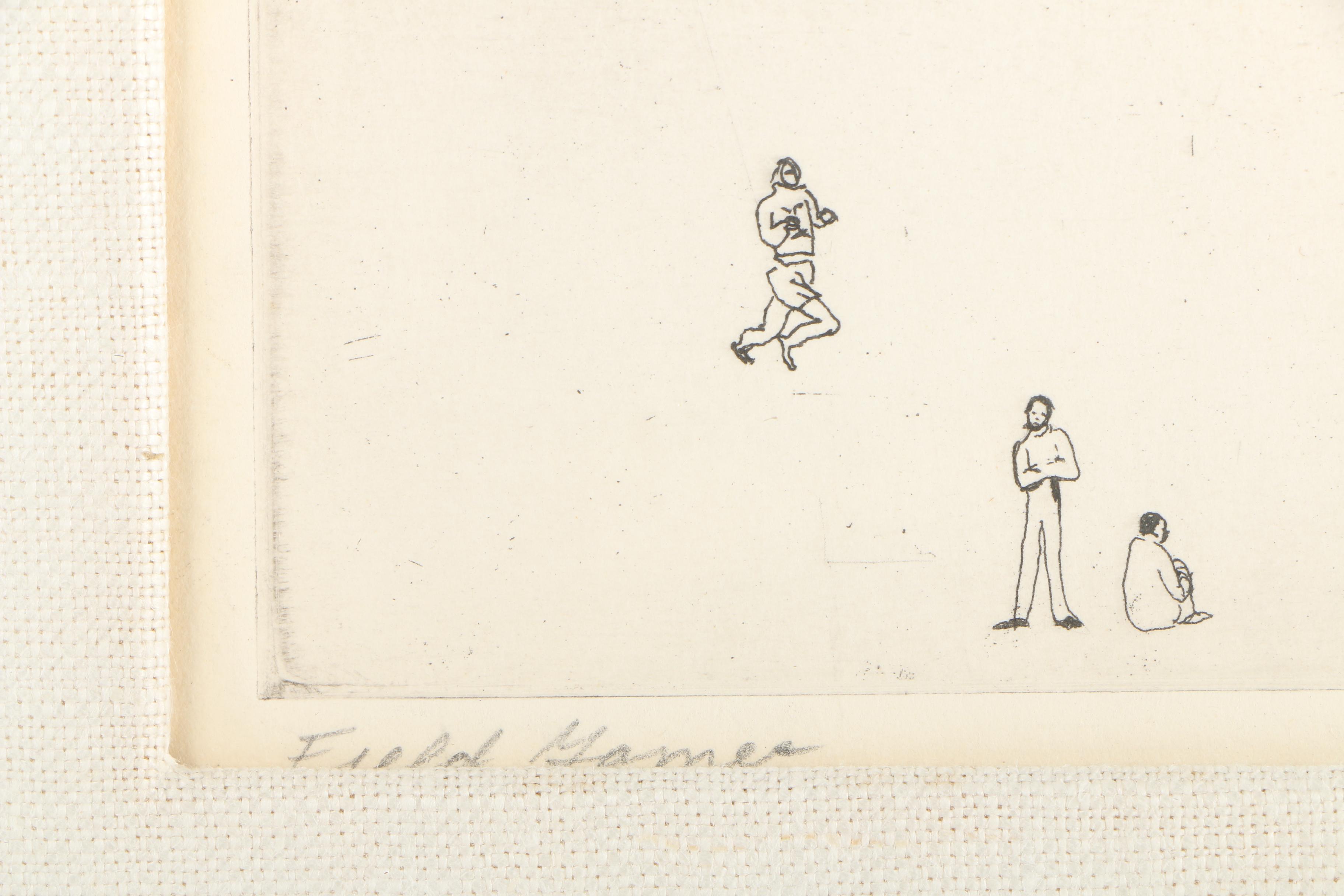 Beth Van Hoesen Etching "Field Games"