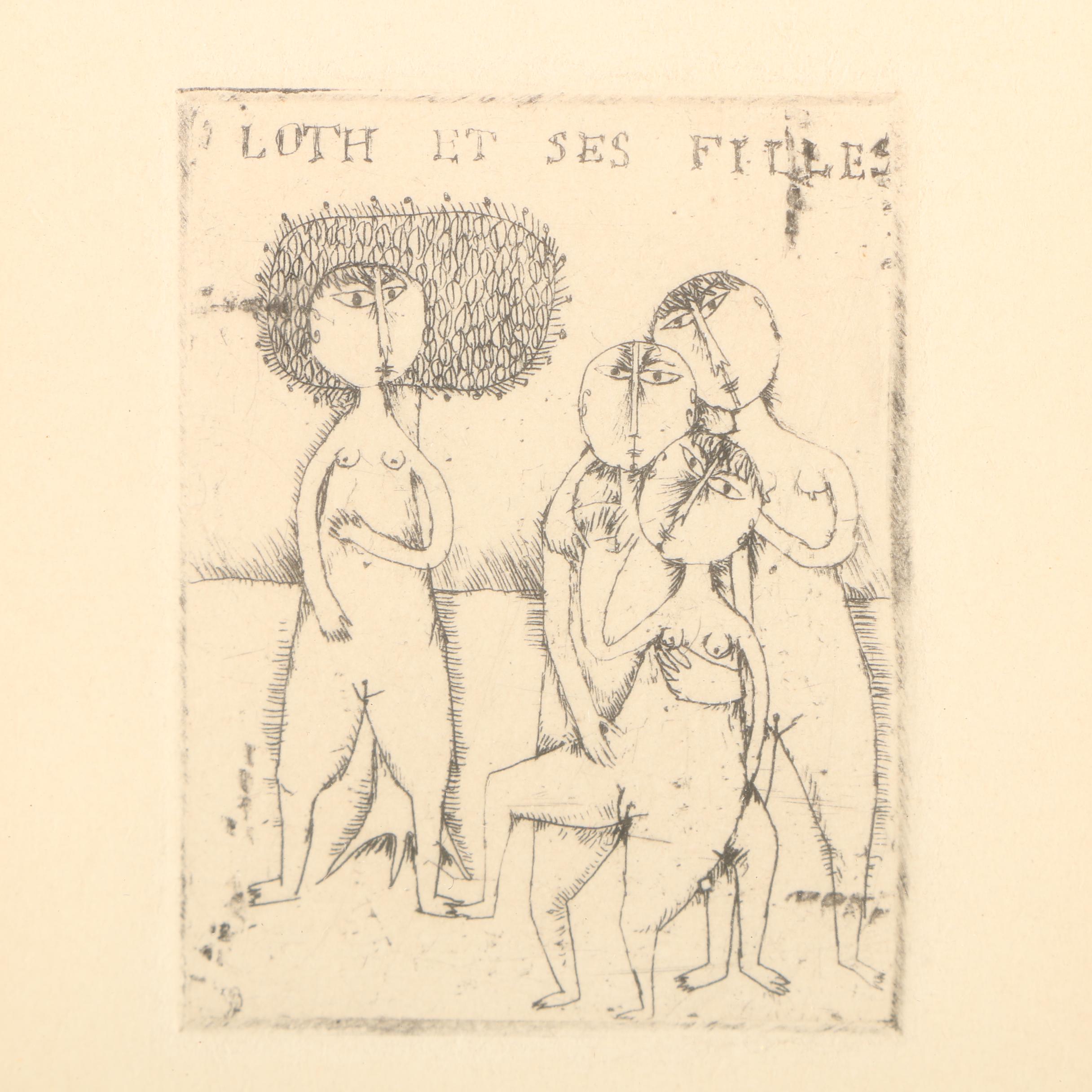 Brigitte Coudrain Etching "Loth et ses Filles"