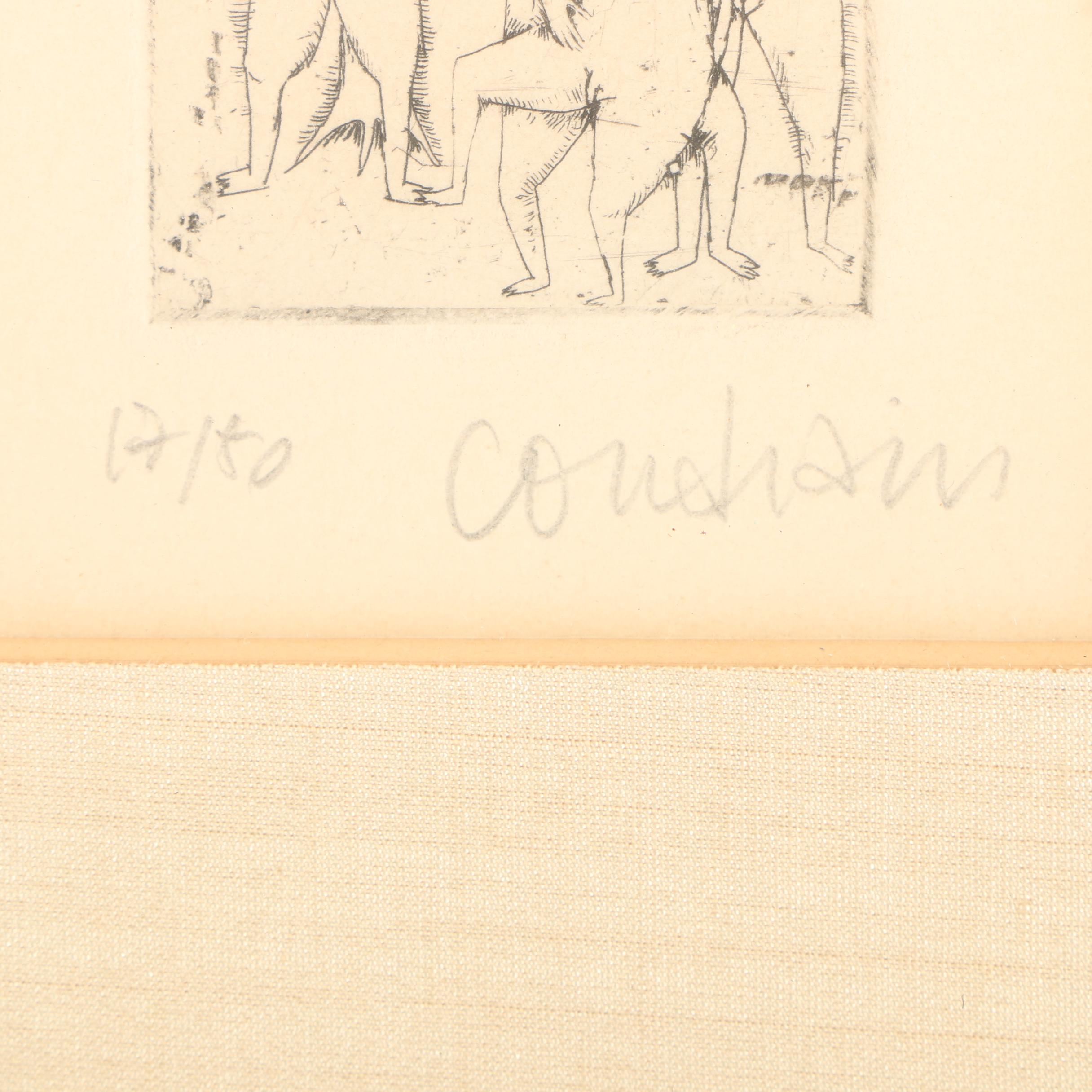 Brigitte Coudrain Etching "Loth et ses Filles"