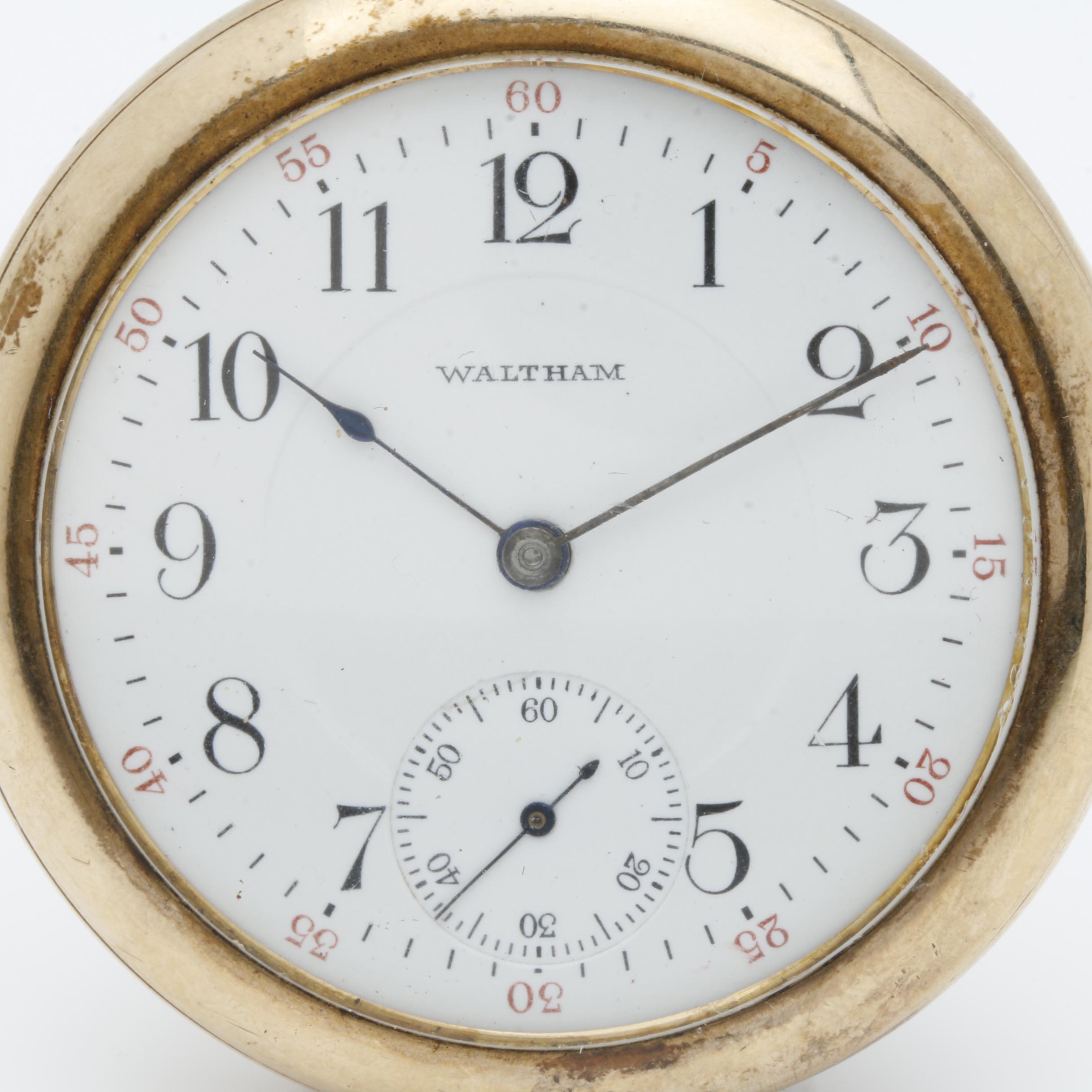 Antique Gold Filled Waltham Open Face Pocket Watch