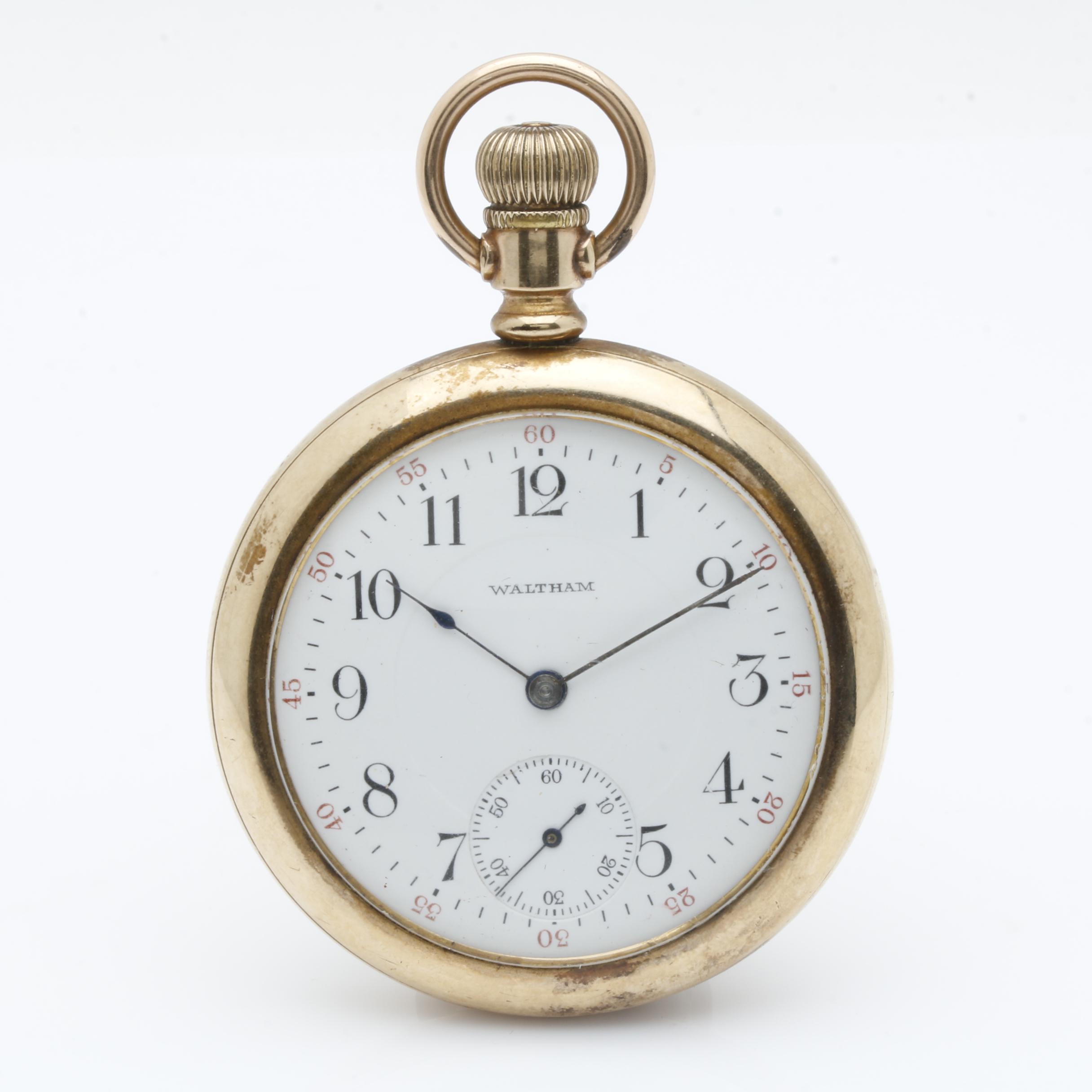 Antique Gold Filled Waltham Open Face Pocket Watch