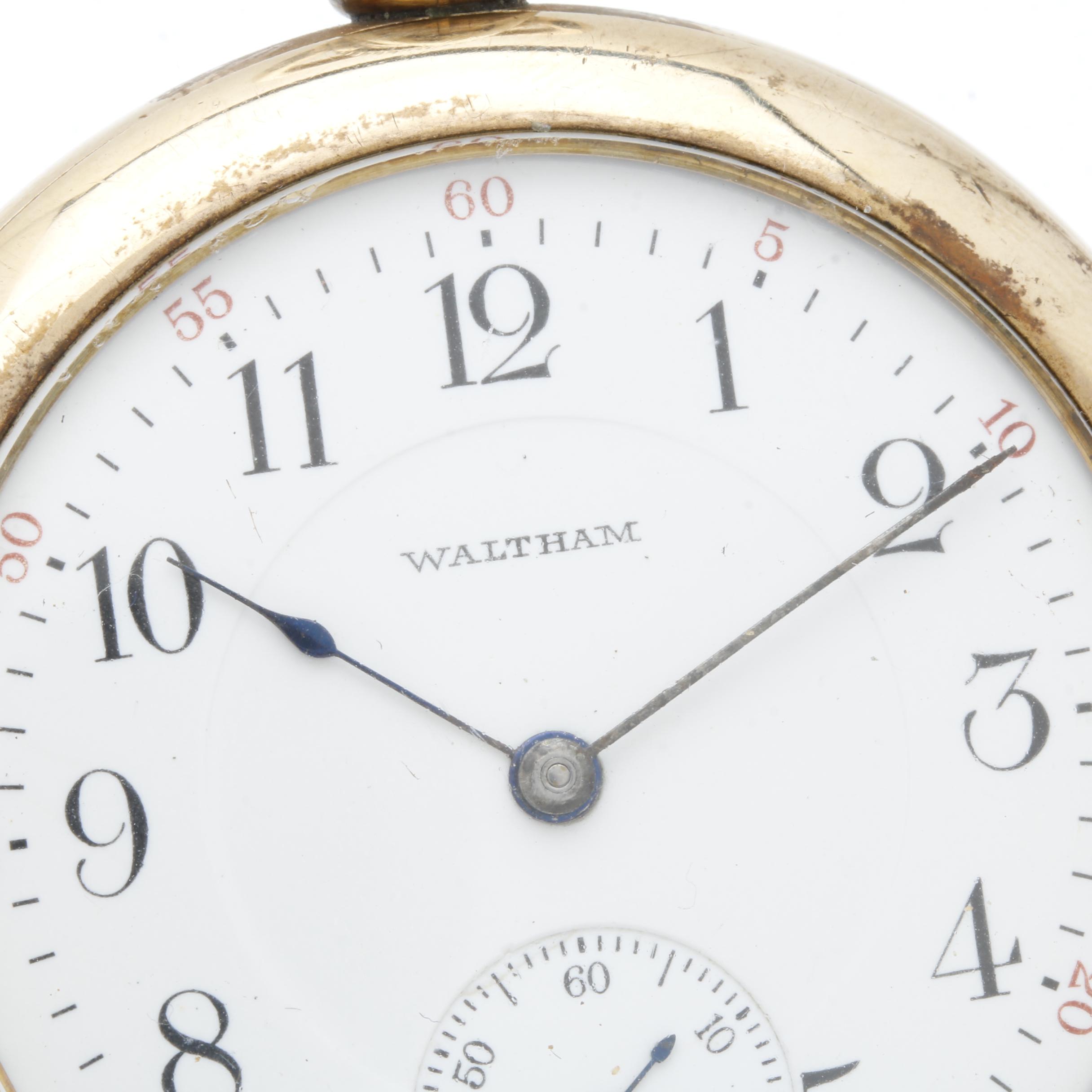 Antique Gold Filled Waltham Open Face Pocket Watch