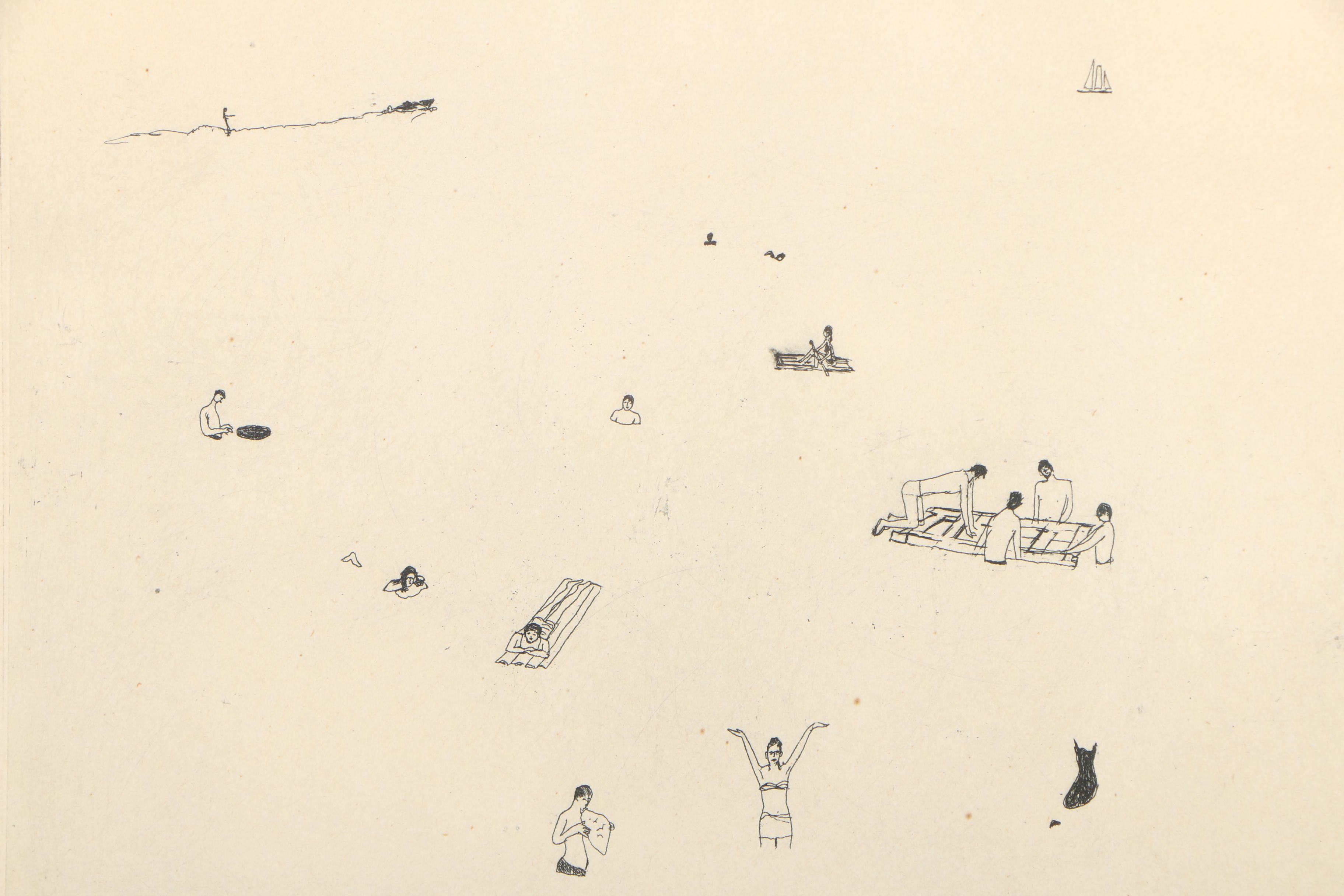 Beth Van Hoesen Etching "Water Games"