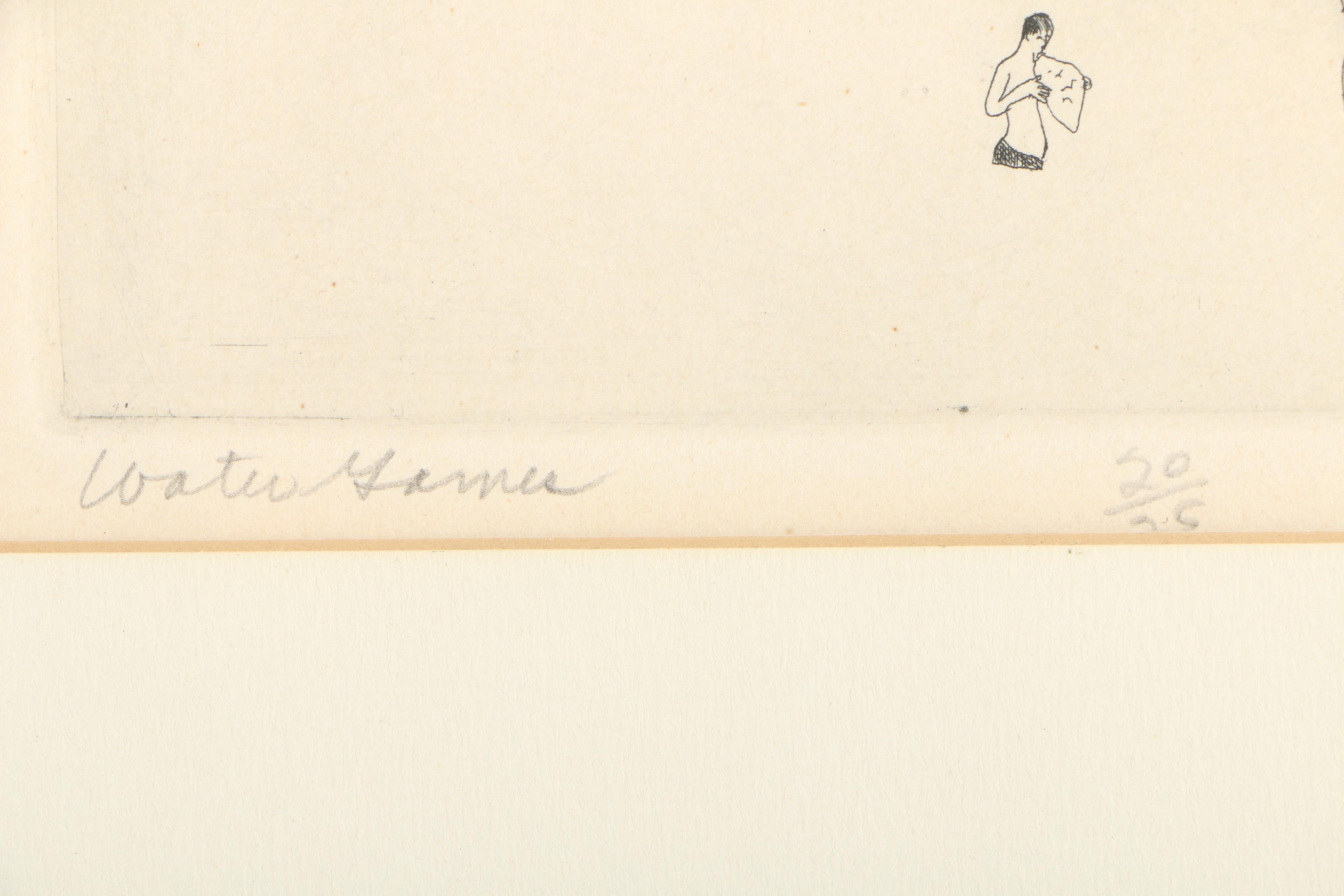 Beth Van Hoesen Etching "Water Games"