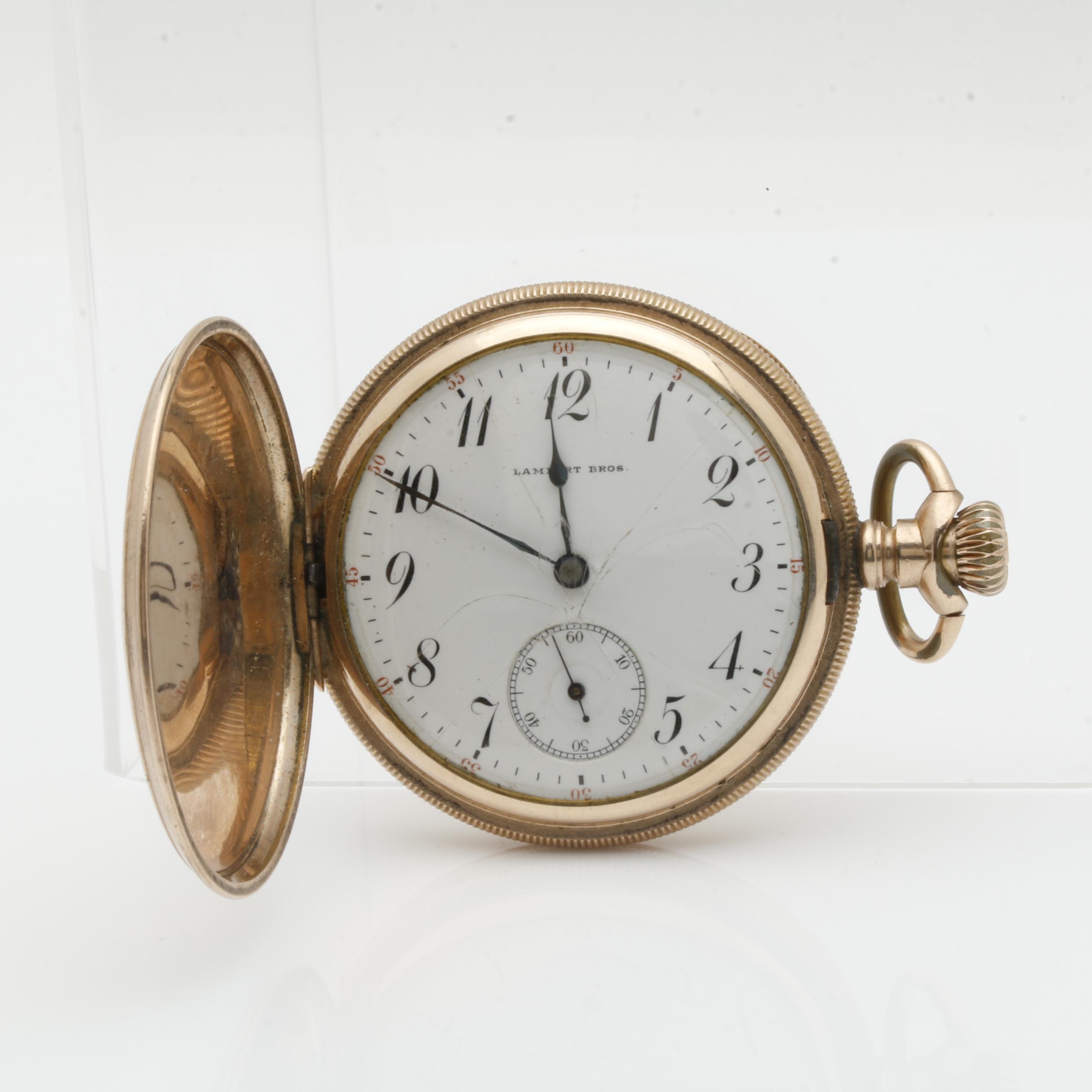 Antique Lambert Bros. Gold Tone Open Face Pocket Watch