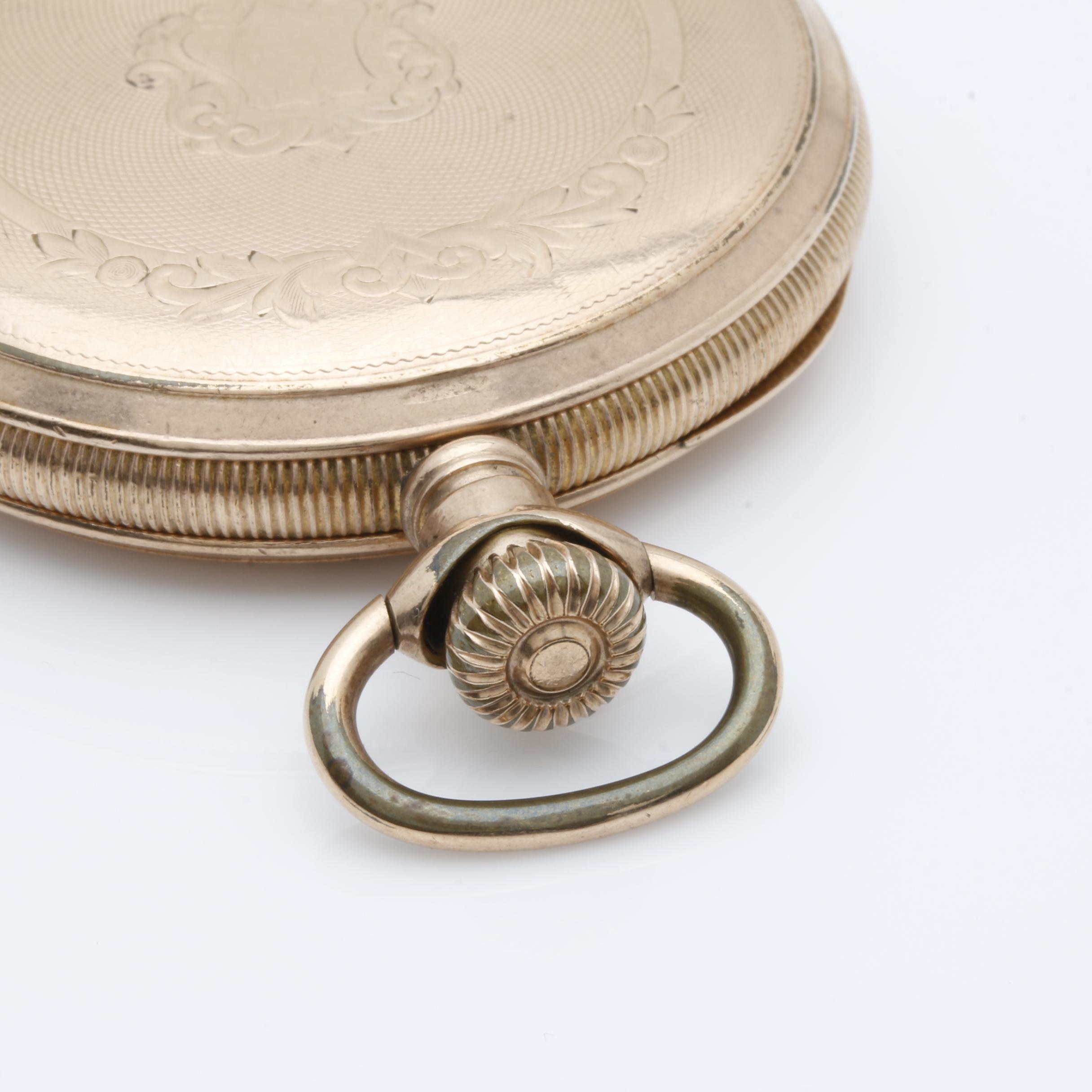 Antique Lambert Bros. Gold Tone Open Face Pocket Watch