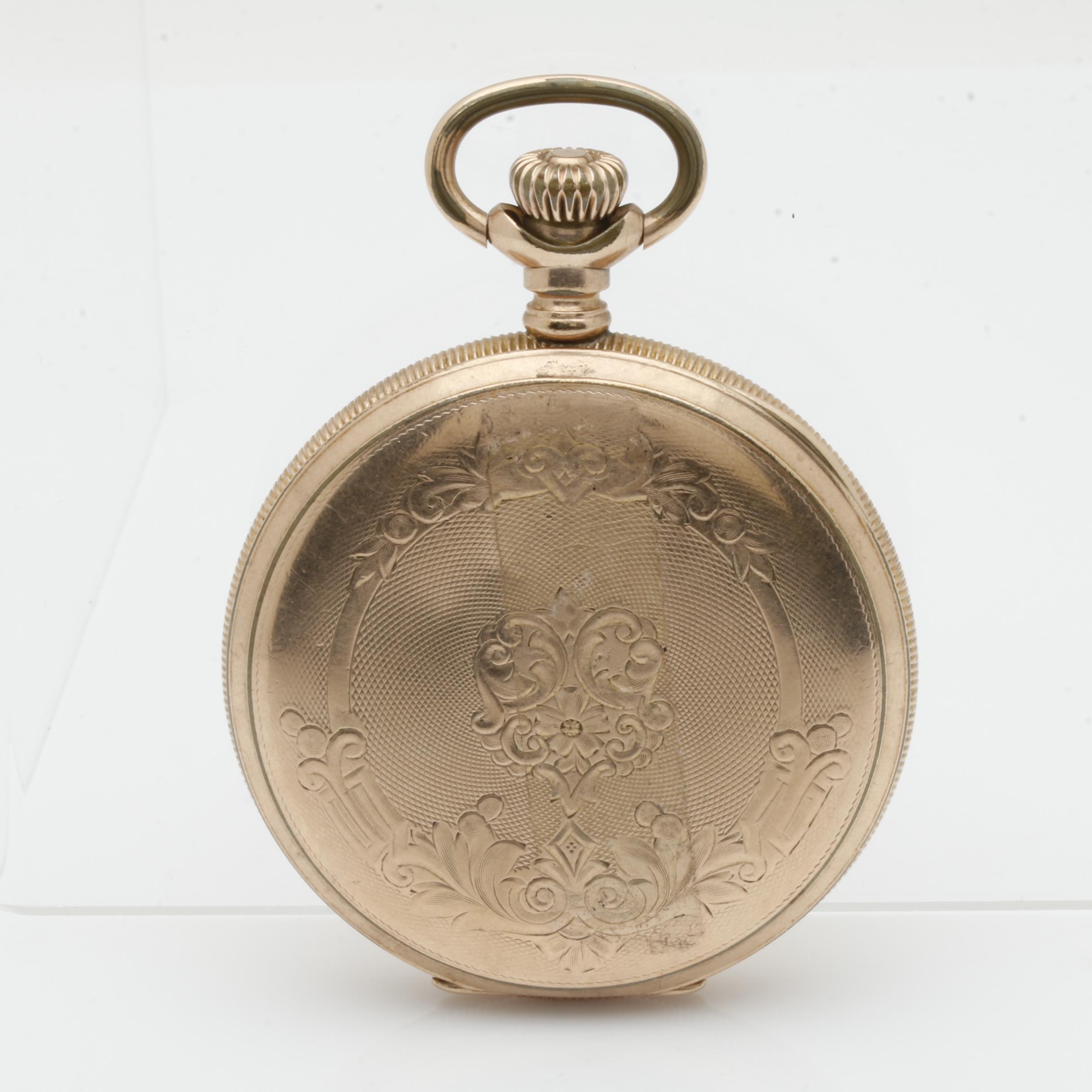 Antique Lambert Bros. Gold Tone Open Face Pocket Watch