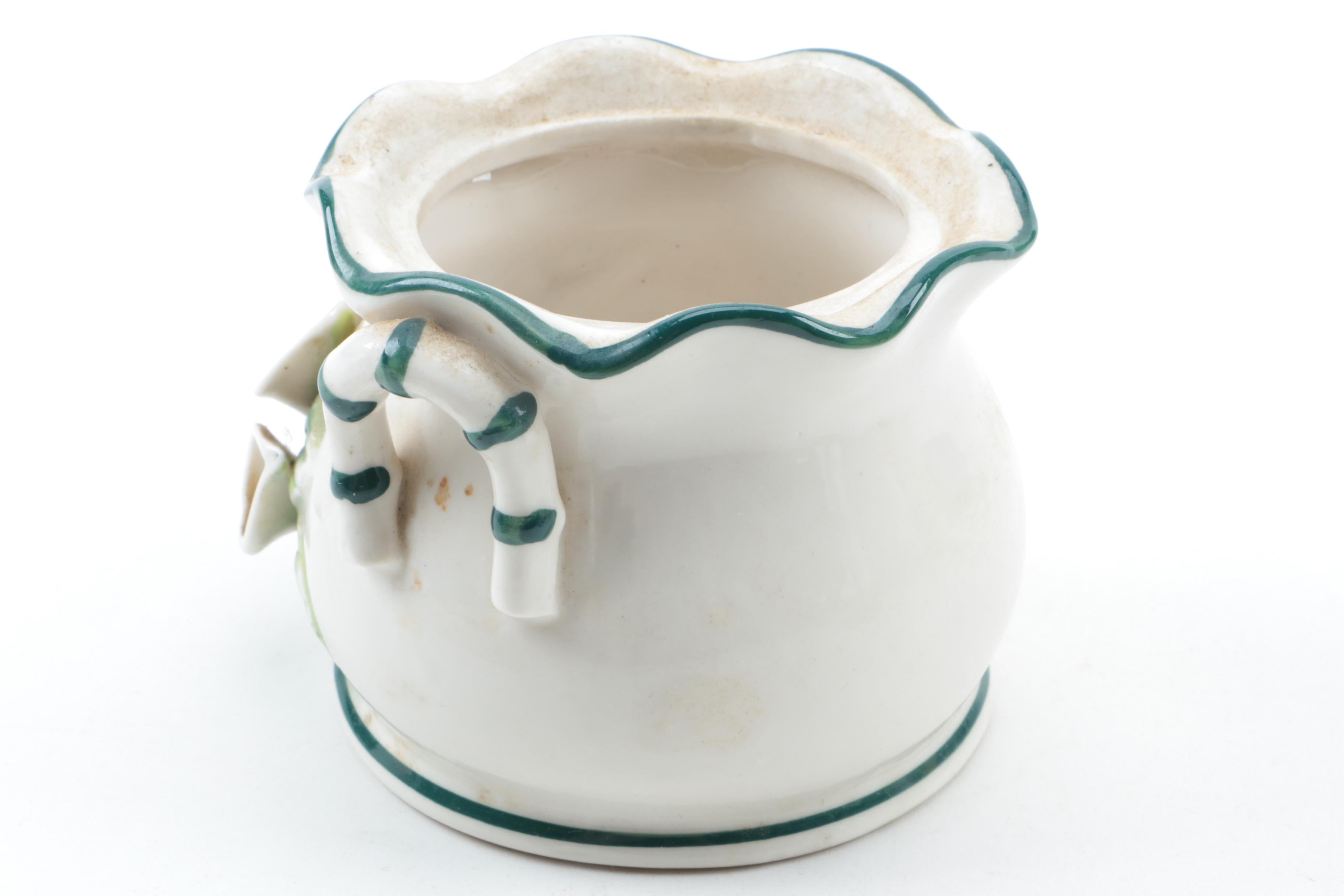 Milk Glass Vases, Pewter Lidded Dish and Others