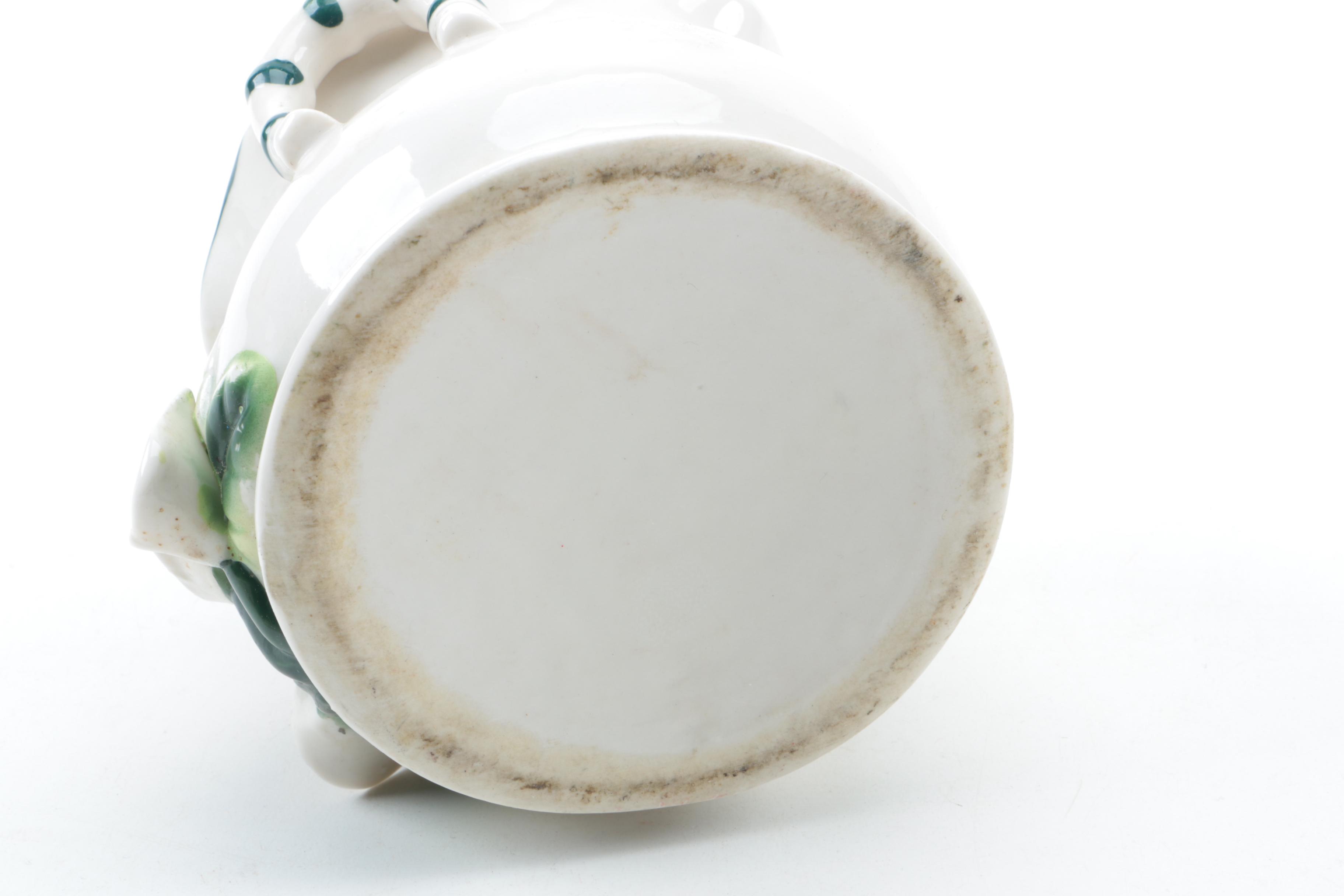 Milk Glass Vases, Pewter Lidded Dish and Others