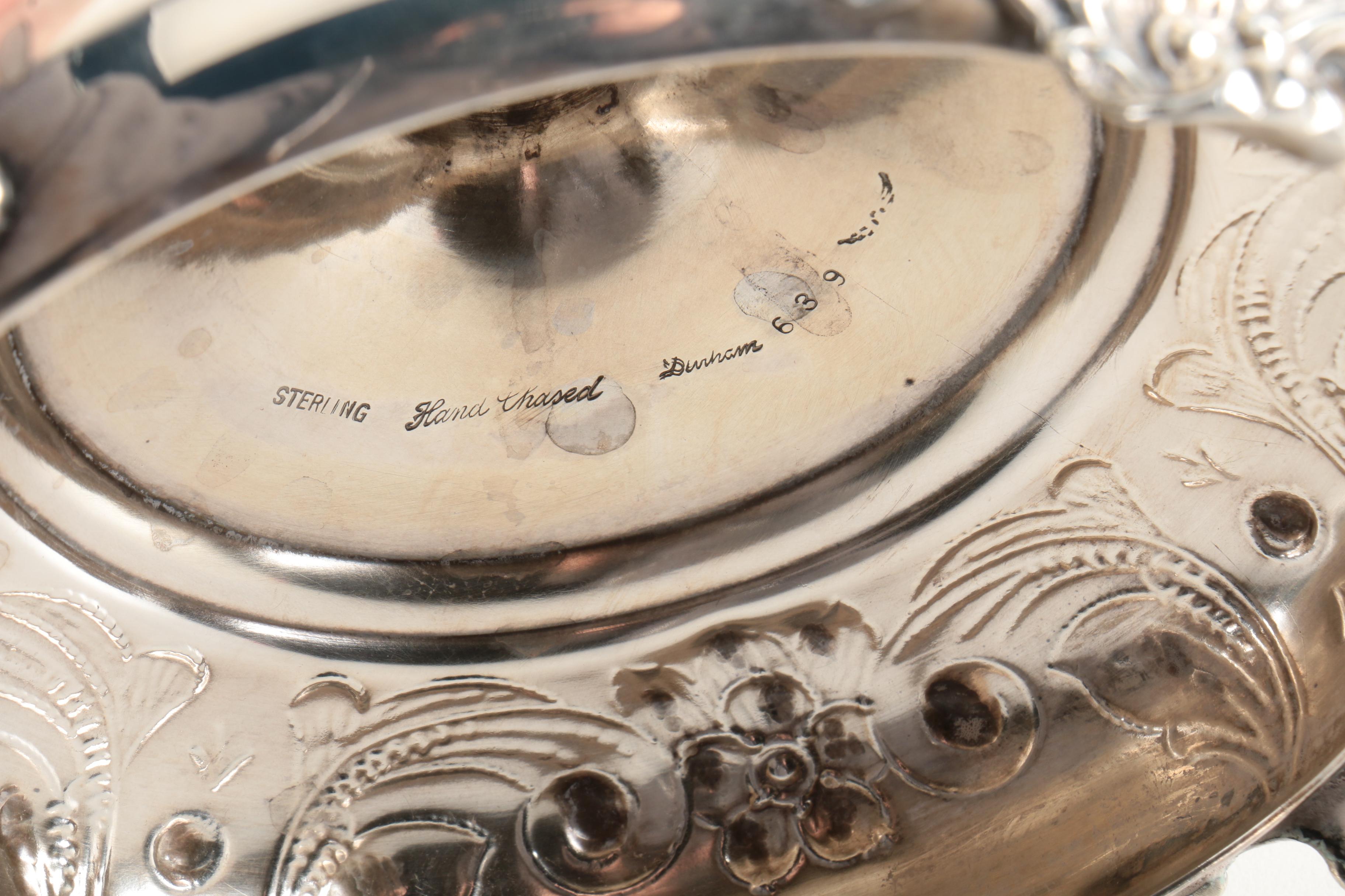 Durham Silver Company Hand Chased Sterling Silver Candelabra