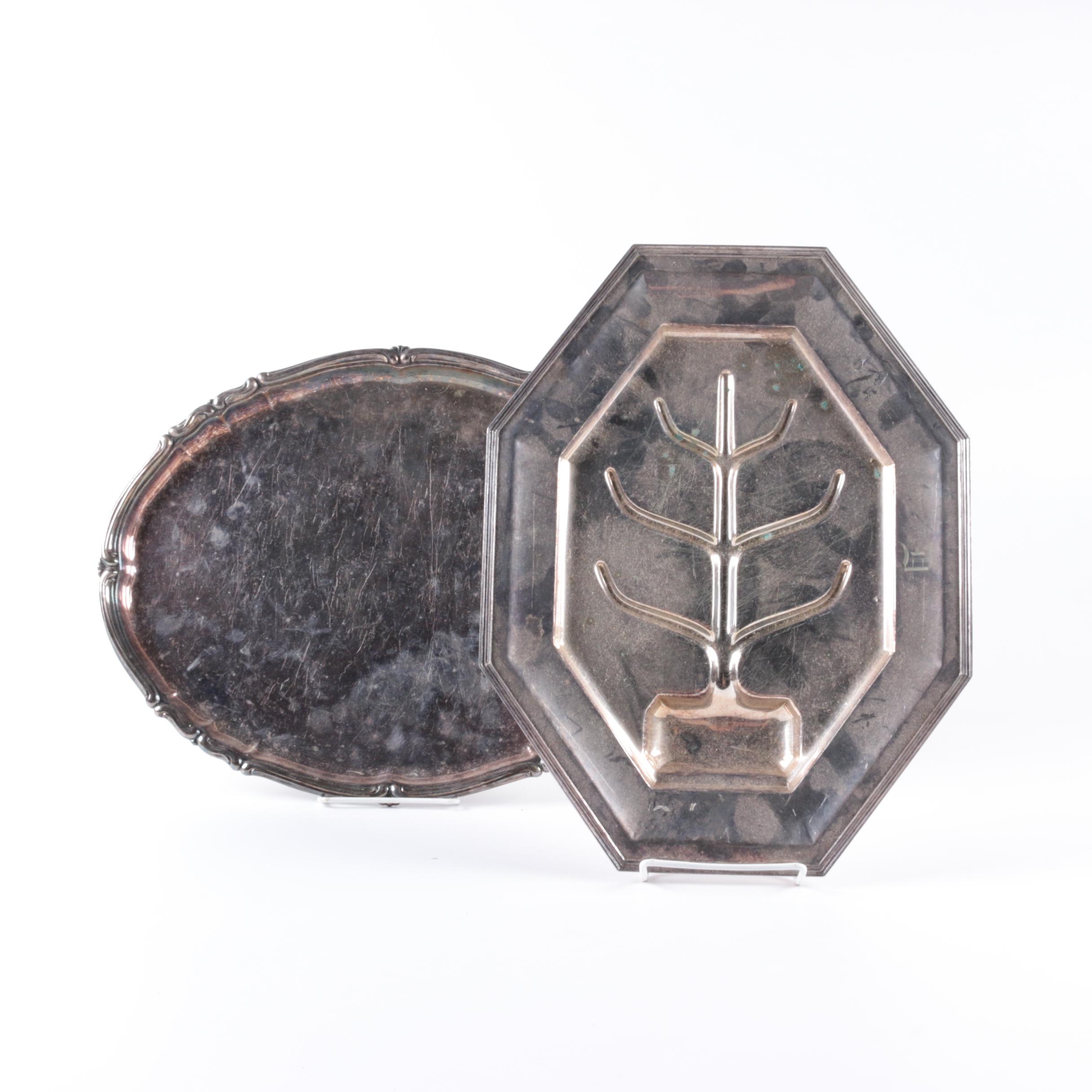 Pairpoint Mfg. Co. Silver Plate Meat Tray with Additional Silver-Plated Tray