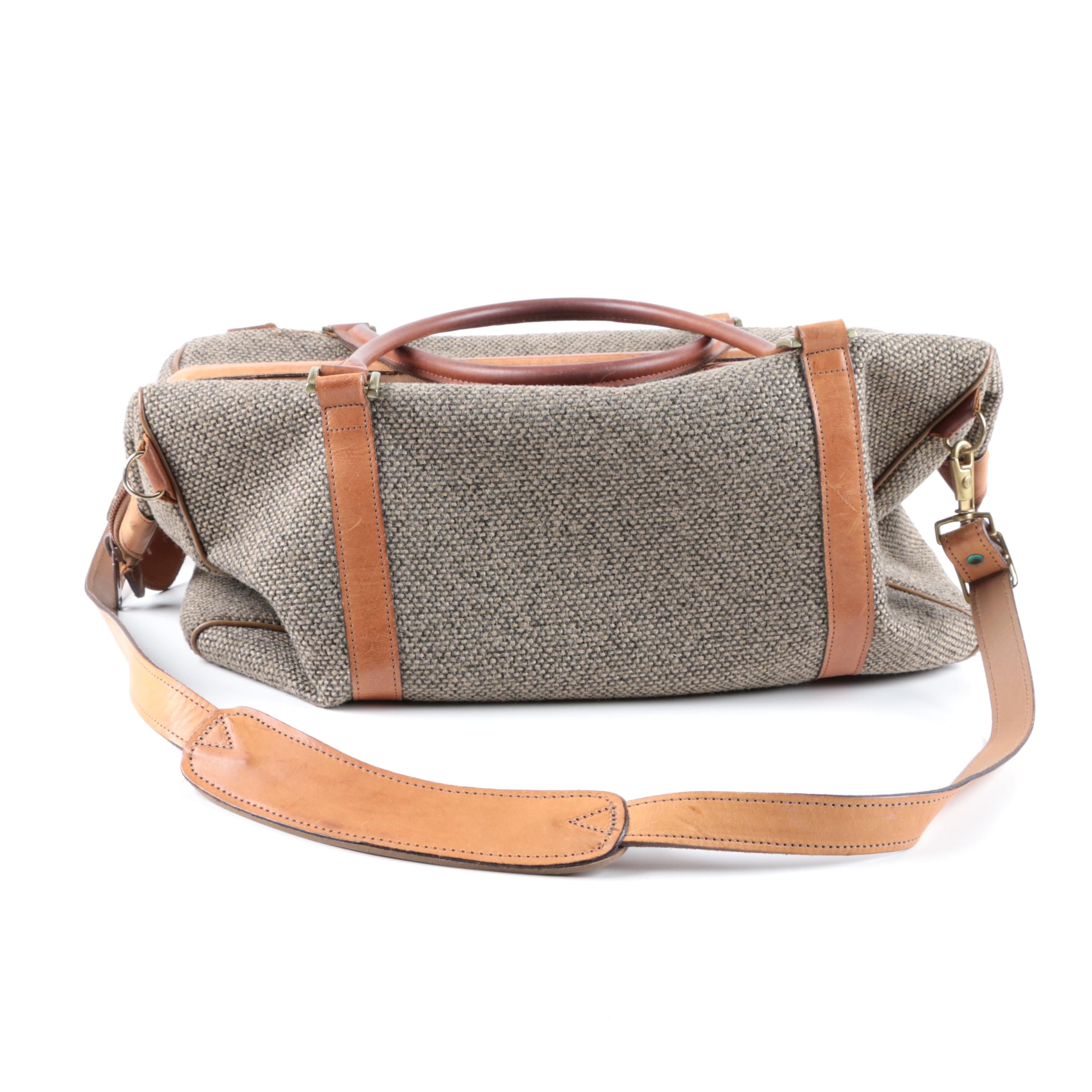 Vintage Hartmann Luggage Tweed and Leather Carry-On Duffel