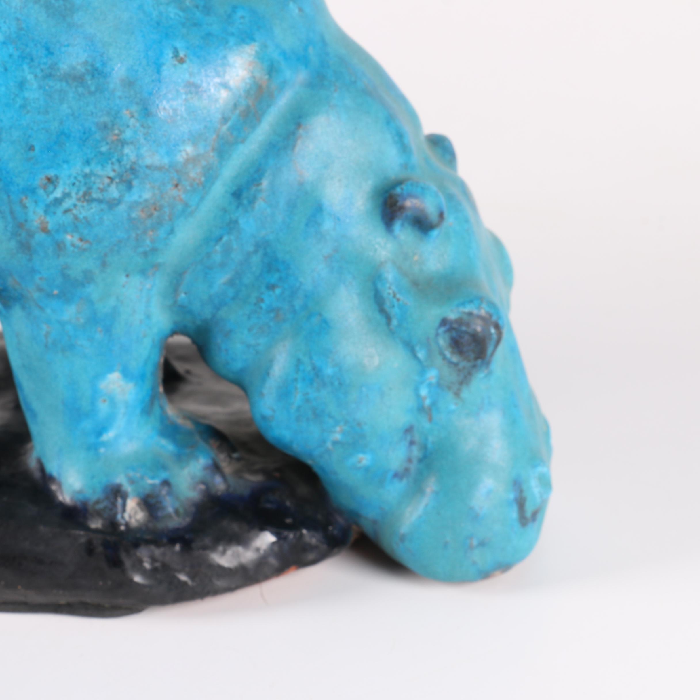 Metropolitan Museum of Art Blue Hippo and Blue Hippo Earthenware Figurine