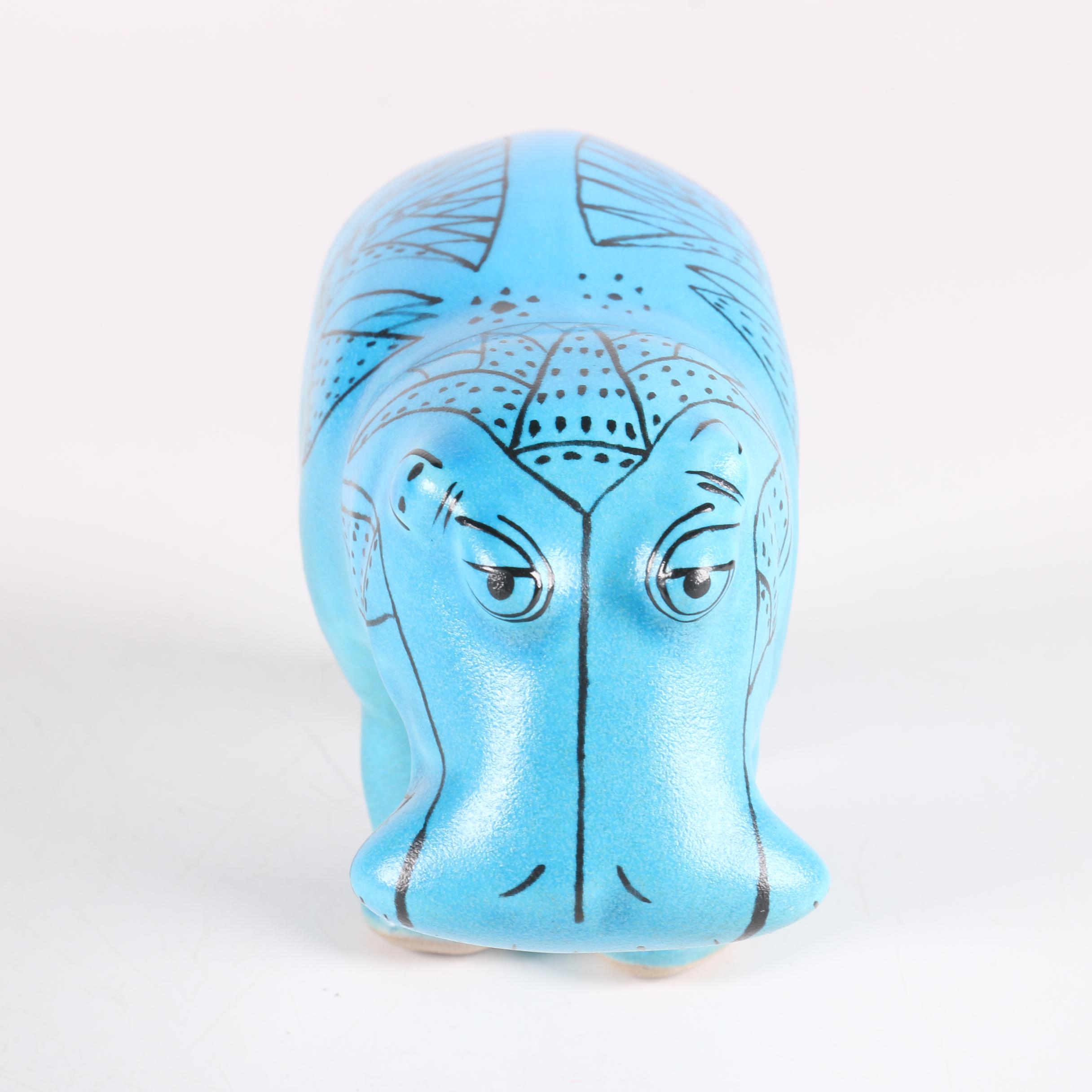 Metropolitan Museum of Art Blue Hippo and Blue Hippo Earthenware Figurine